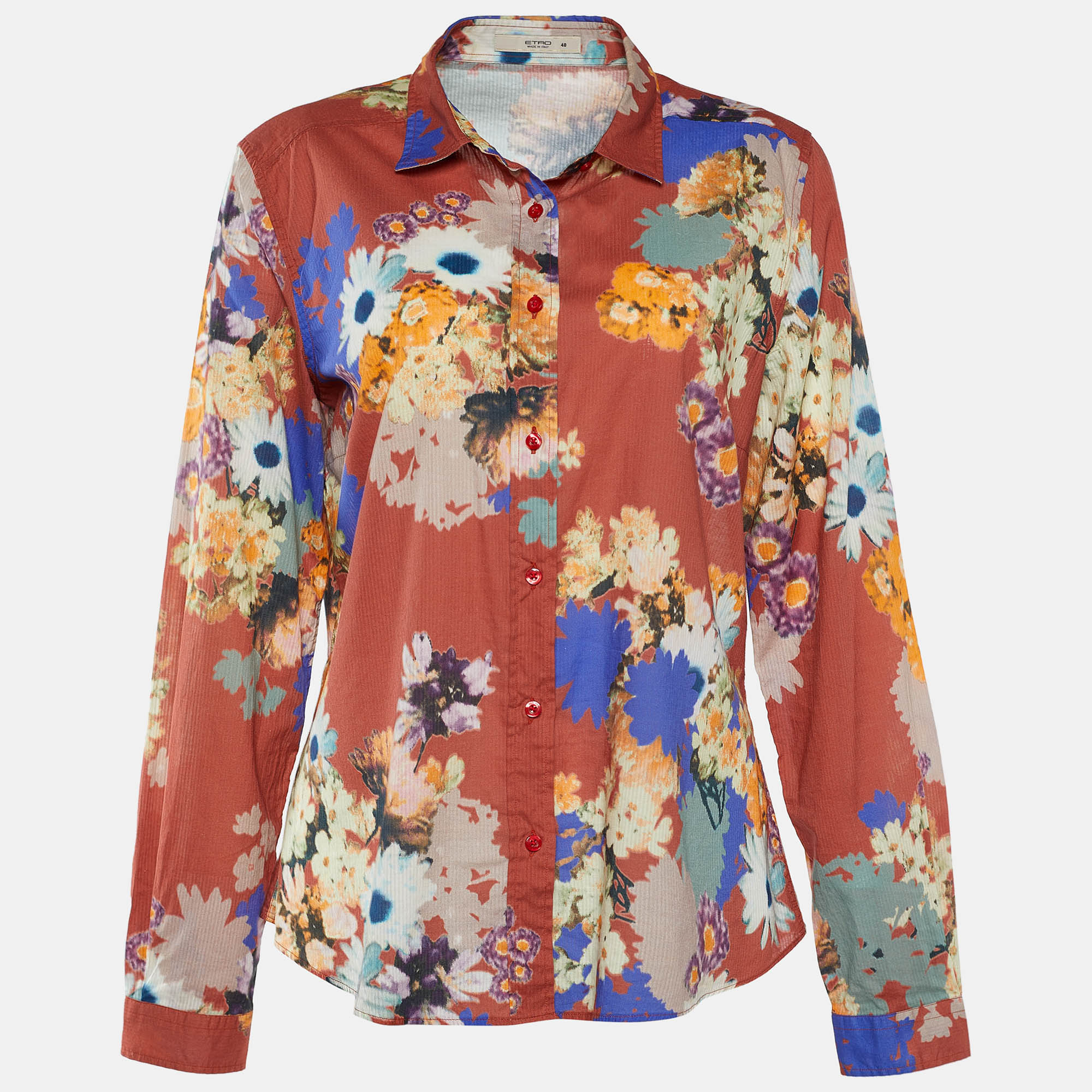 

Etro Multicolor Floral Printed Cotton Long Sleeve Button Front Shirt L