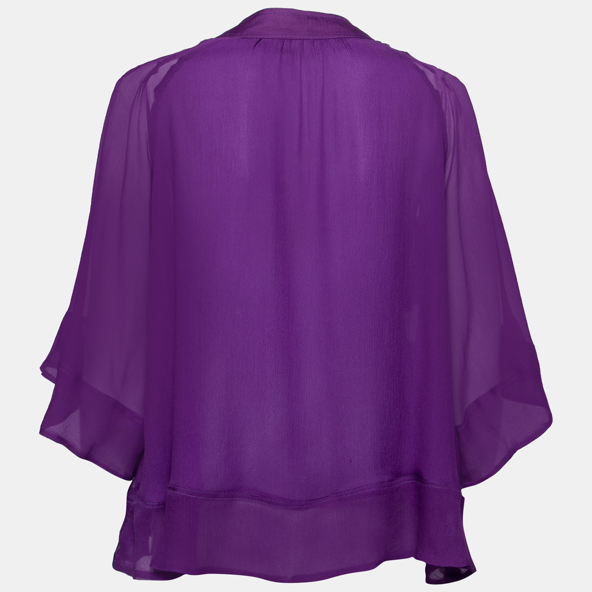 

Etro Purple Silk V Neck Blouse