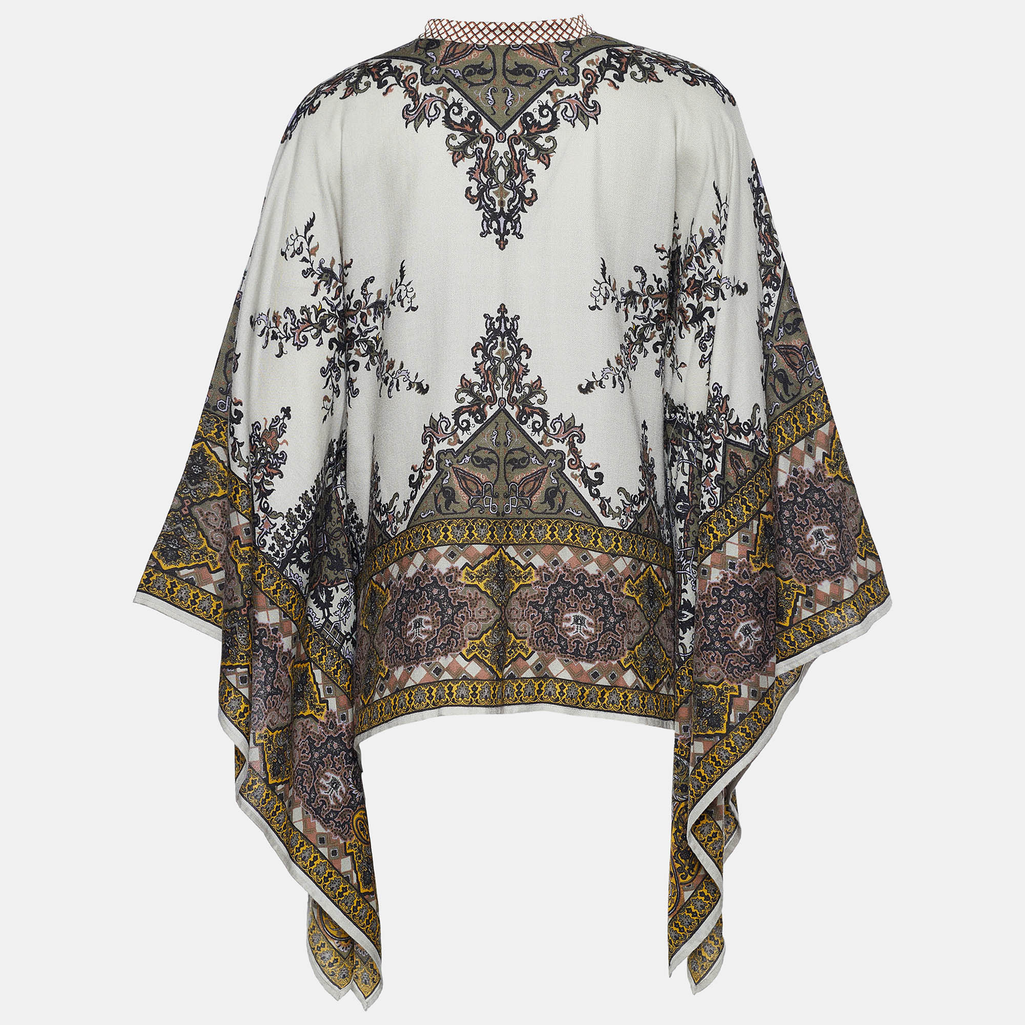 

Etro Grey Baroque Print Wool Blend Kaftan Blouse