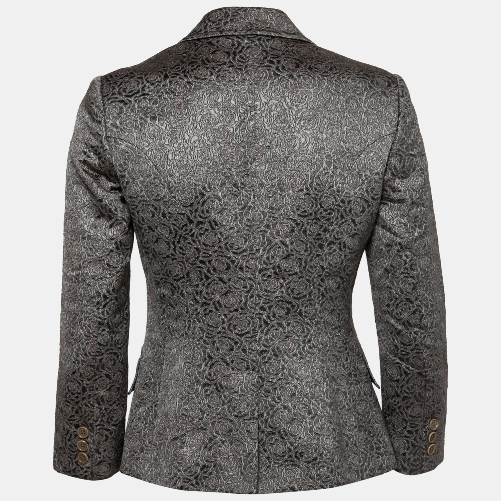 

Etro Grey Rose Textured Lurex Jacquard Single-Breasted Jacket