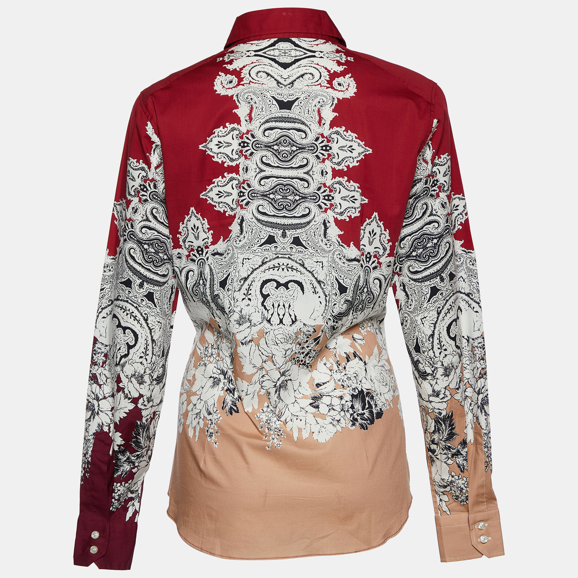 

Etro Red Floral Paisley Print Stretch Cotton Button Front Shirt