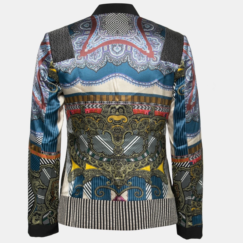 

Etro Multicolor Printed Silk Satin Single Breasted Blazer Jacket