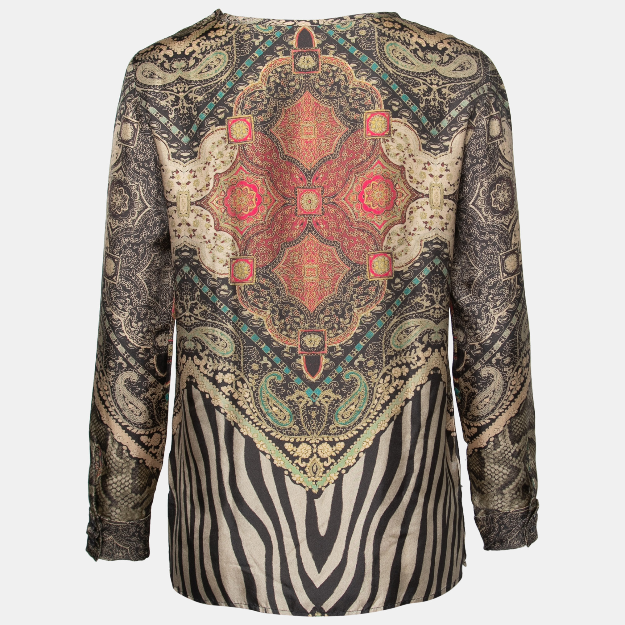 

Etro Multicolor Printed Silk Long Sleeve Top