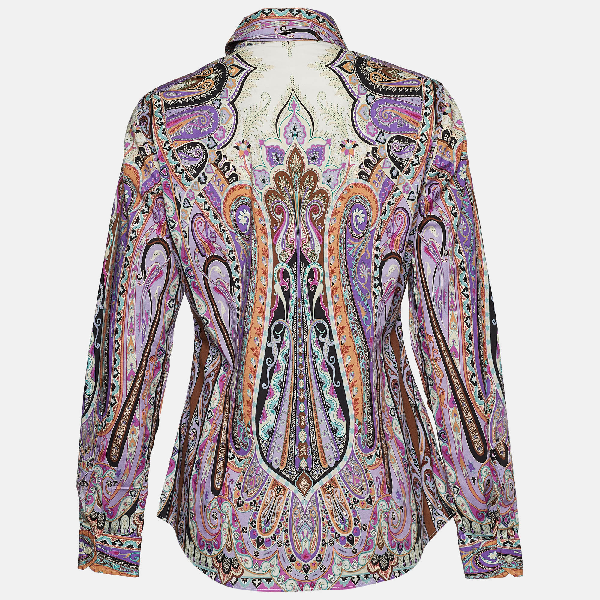 

Etro Purple Paisley Print Stretch Cotton Long Sleeve Shirt