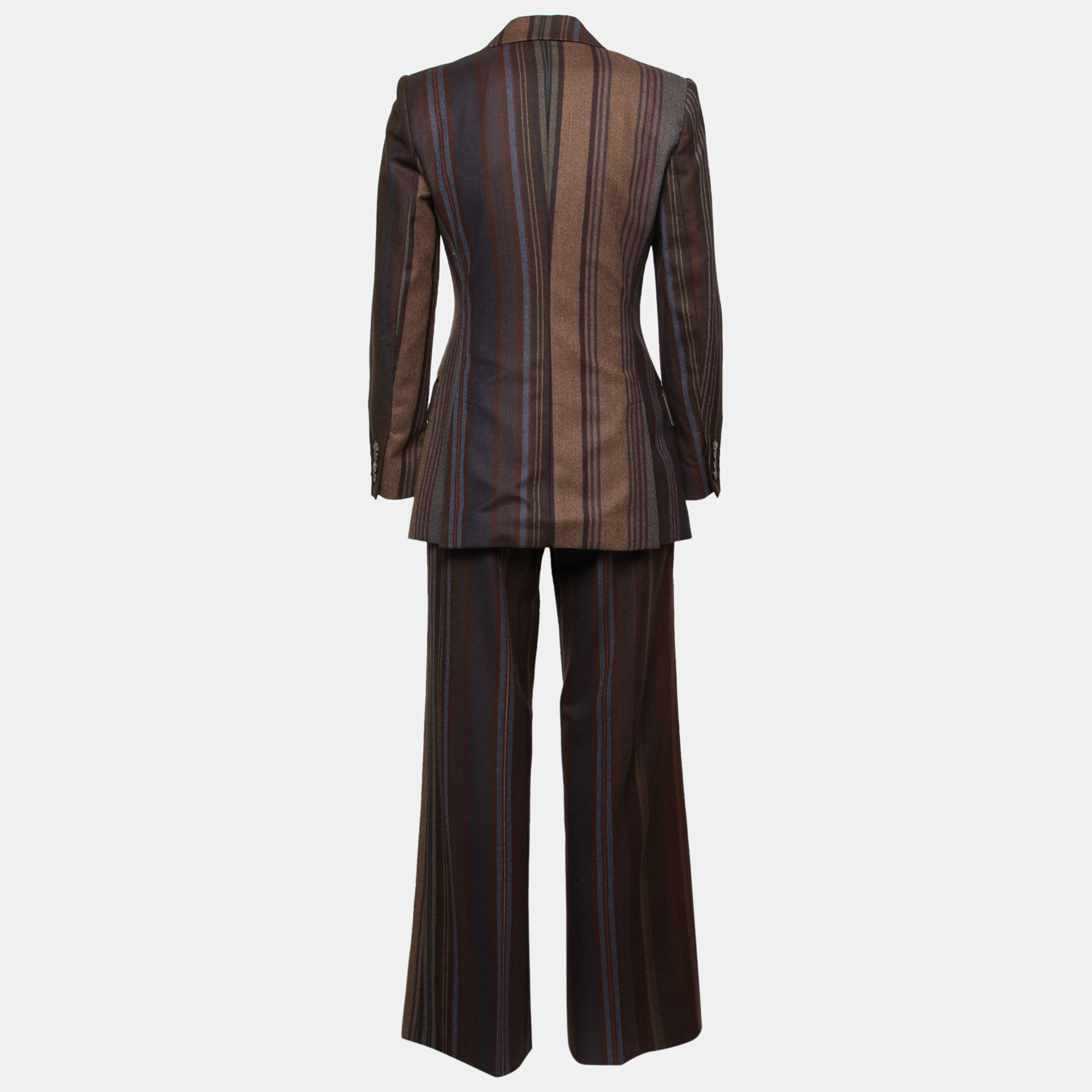 

Etro Brown Striped Wool Single Breasted Blazer & Straight Leg Pant Set