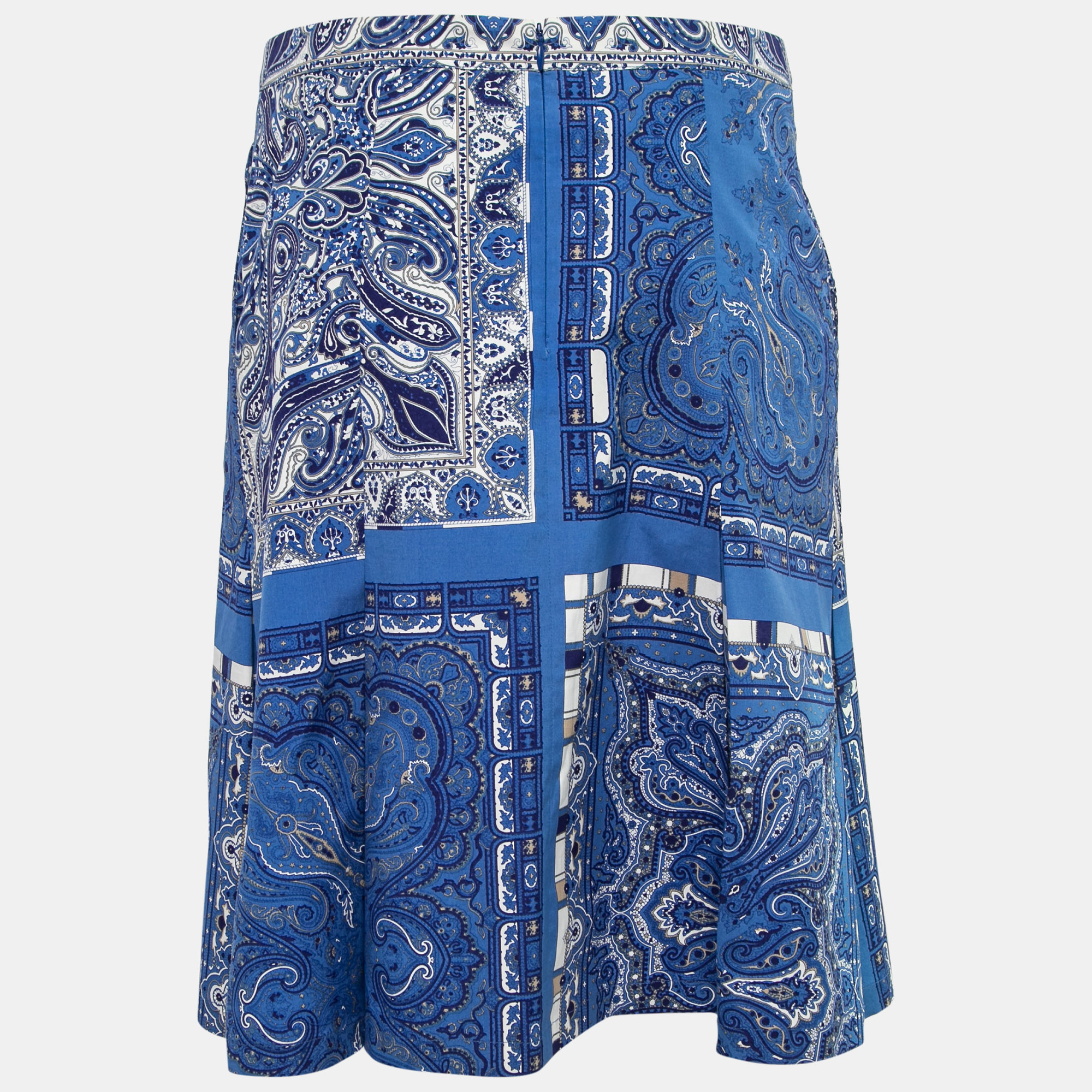 

Etro Blue Paisley Printed Cotton Pleated Skirt