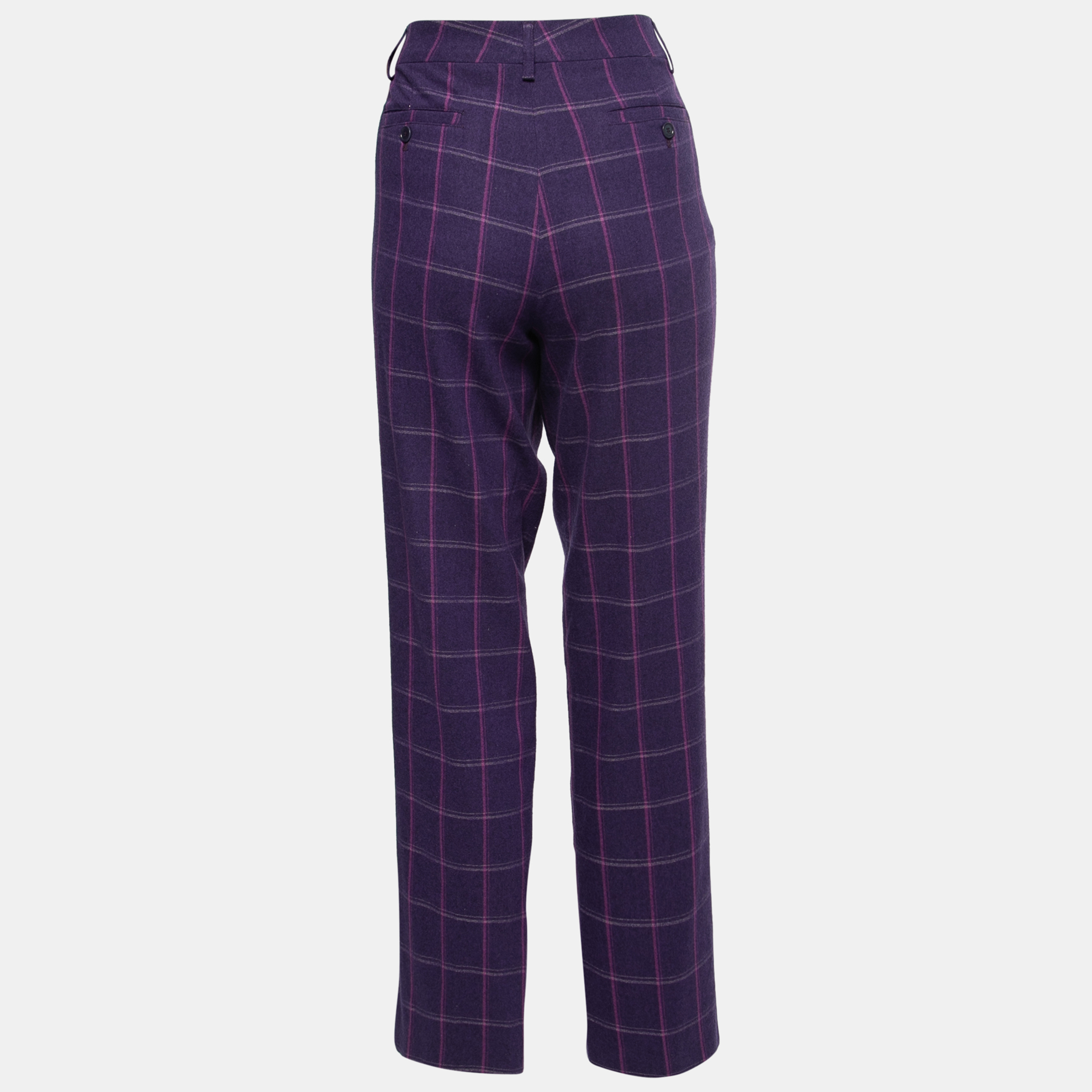 

Etro Purple Plaid Wool Trousers