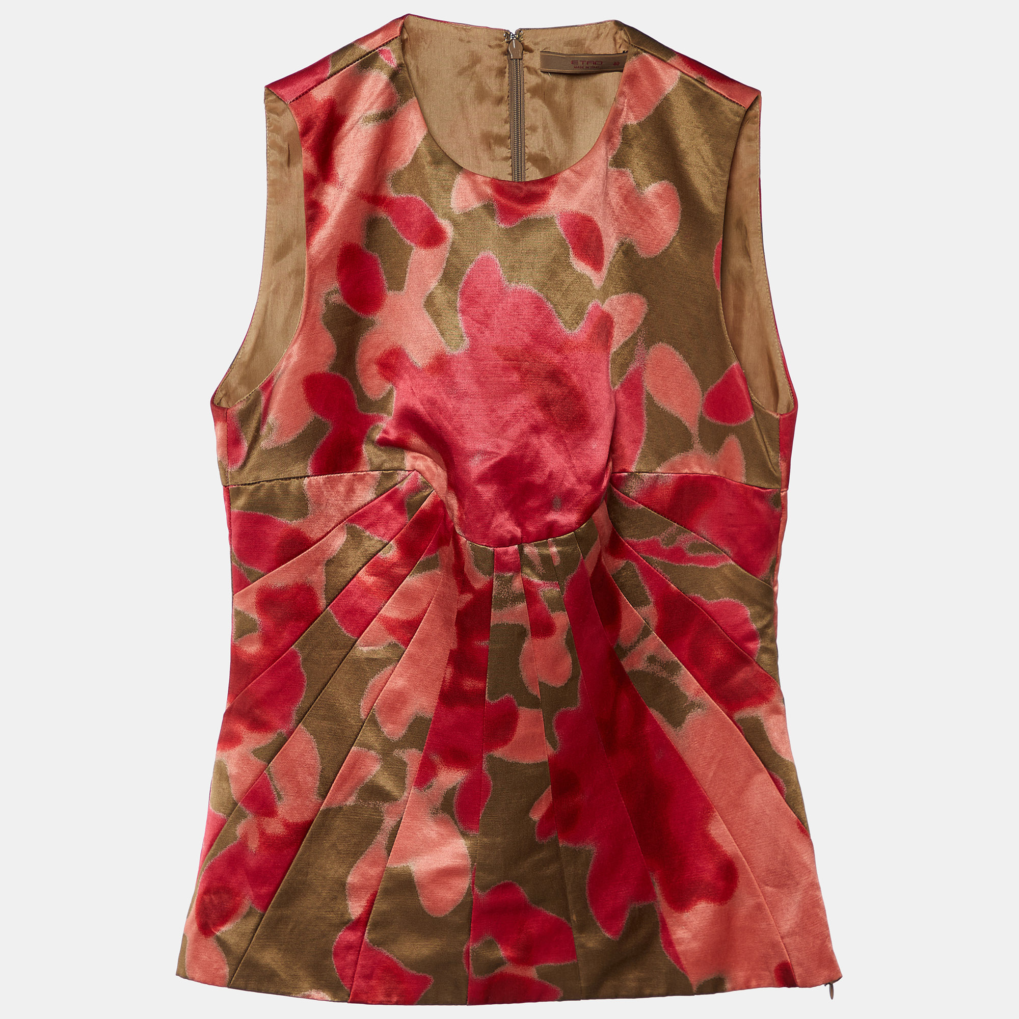 Pre-owned Etro Multicolor Satin Sleeveless Top S