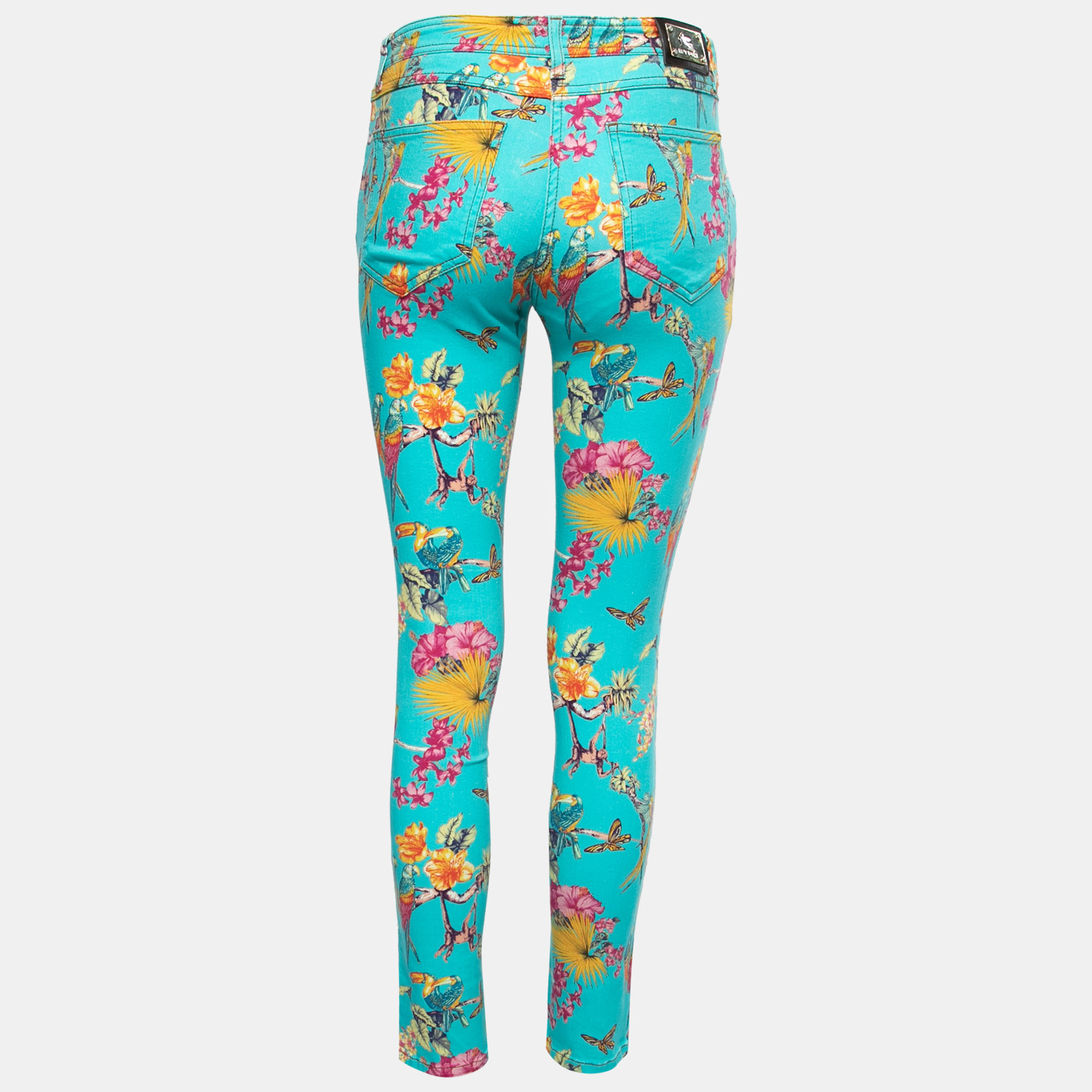 

Etro Blue Floral Printed Denim Skinny Jeans  Waist 28