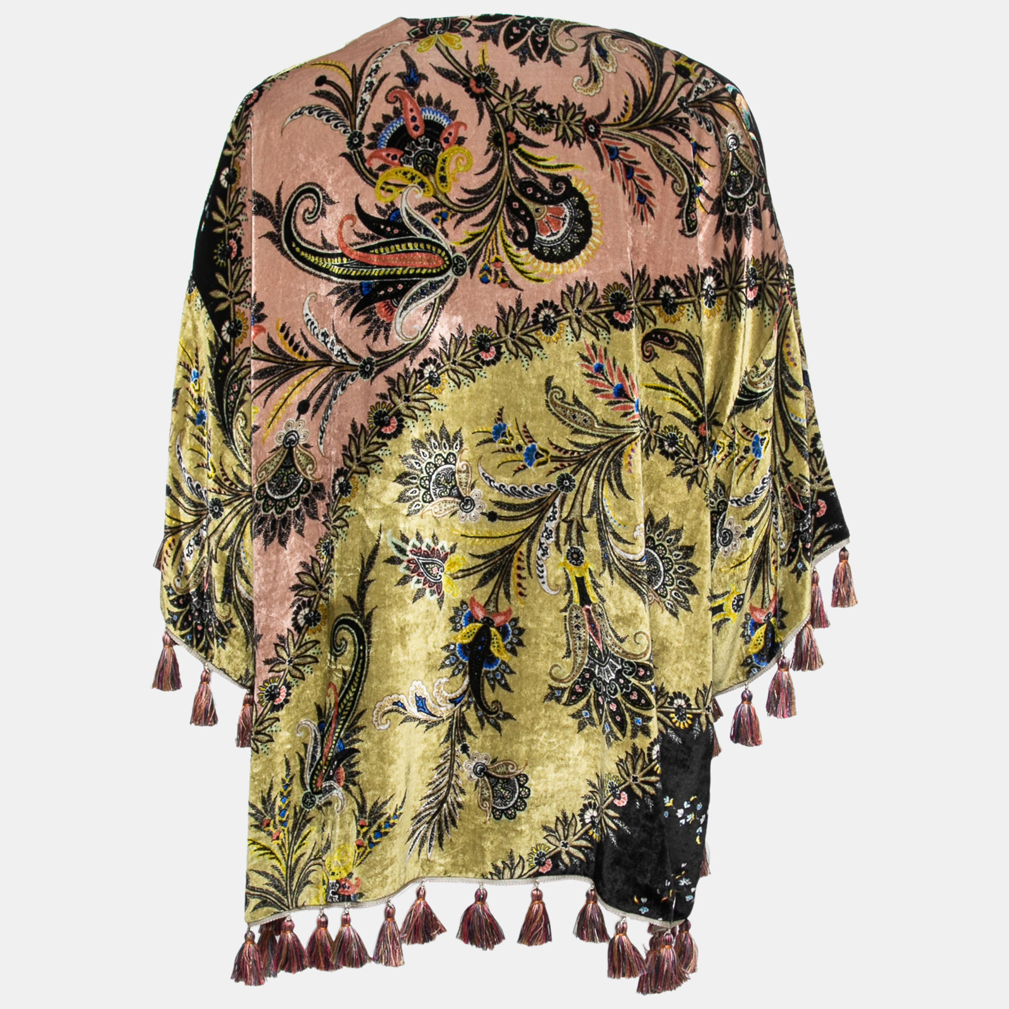 

Etro Multicolor Paisley Printed Velvet Open Front Shrug