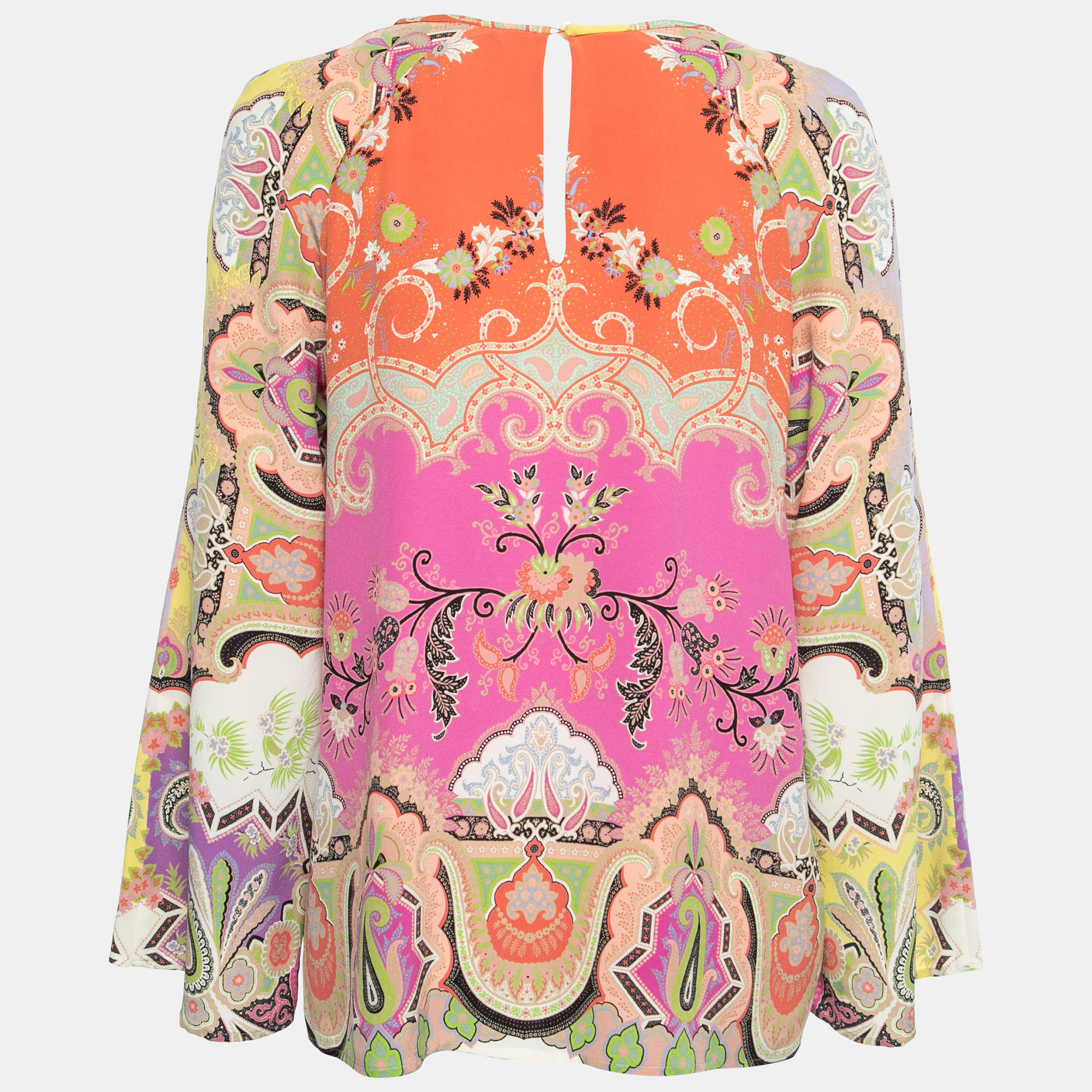 

Etro Multicolor Paisley Printed Silk Long Sleeve Top