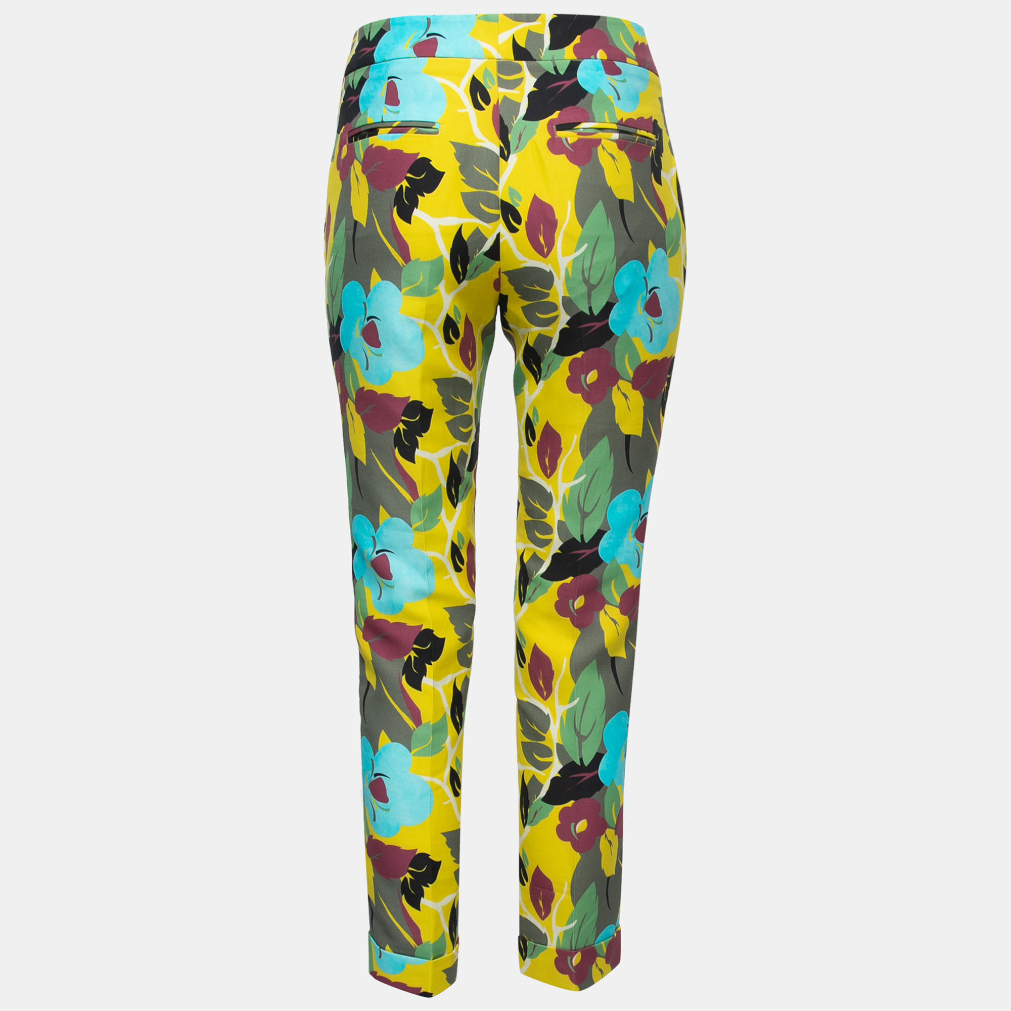 

Etro Yellow Floral Print Cotton Trousers