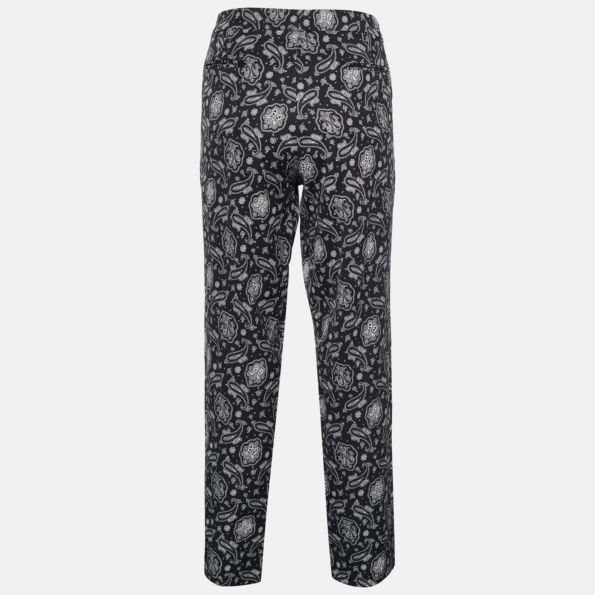 

Etro Black Paisley Print Ribbed Tapered Pants