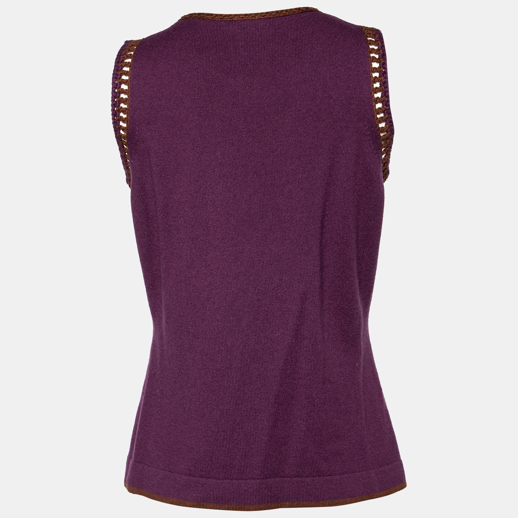 

Etro Purple Wool Blend Crochet Detail Tank Top
