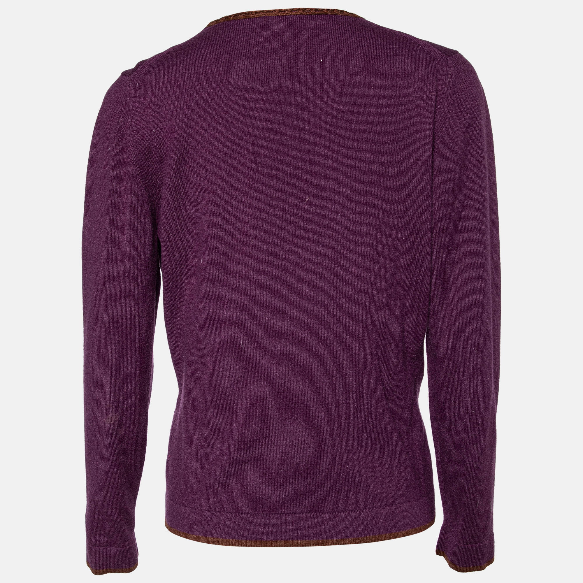 

Etro Purple Wool Blend Crochet Detail Cardigan