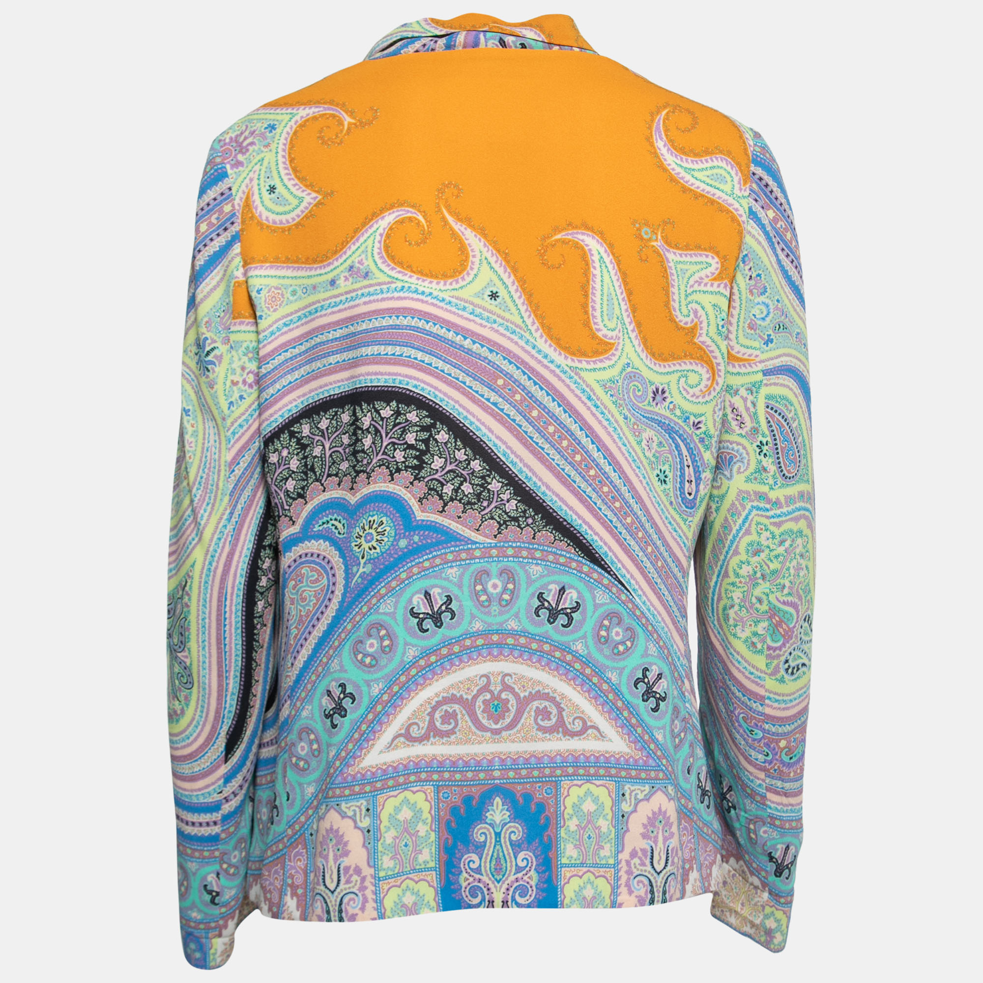 

Etro Multicolor Paisley Printed Crepe Ruffled Blazer