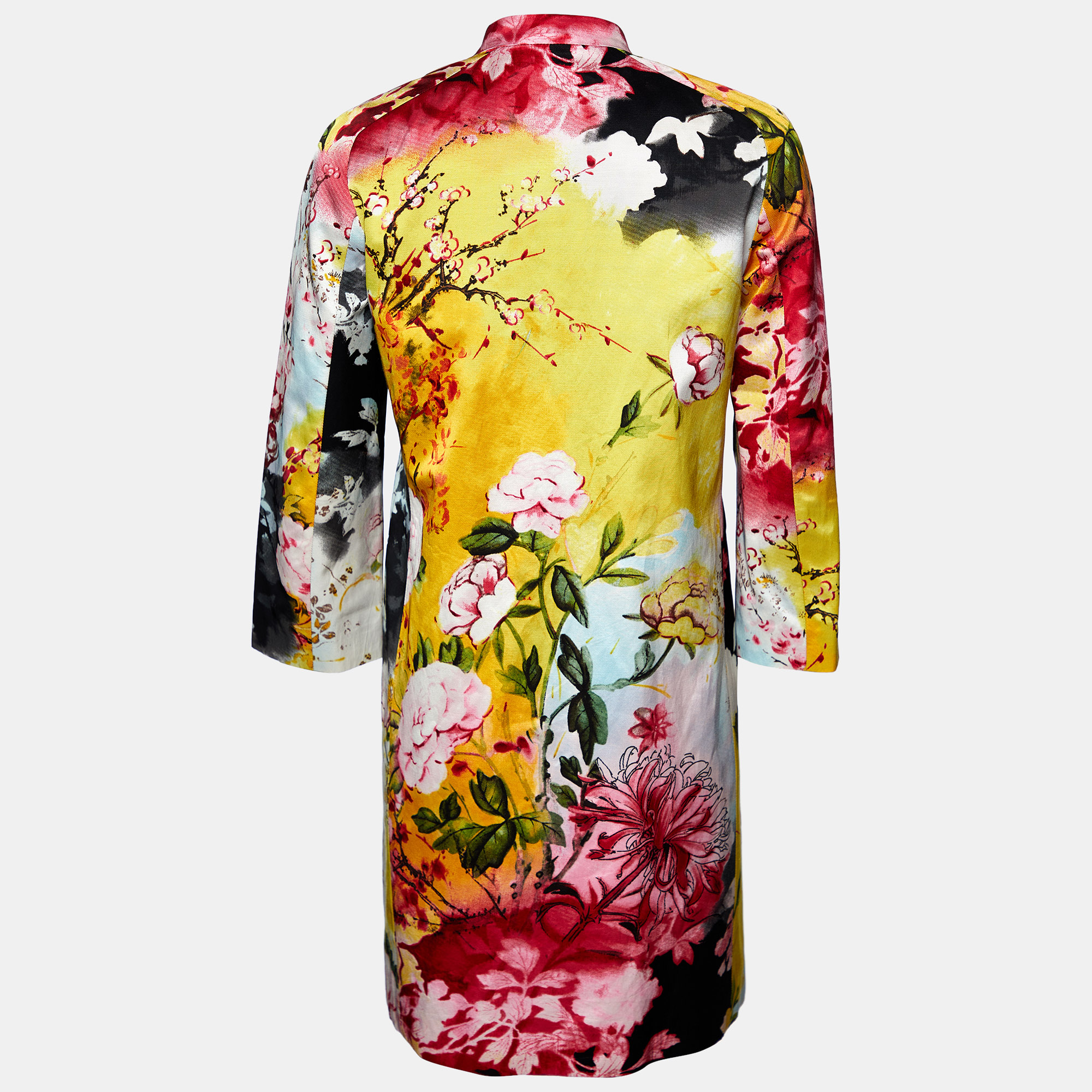 

Etro Multicolor Floral Printed Satin Button Front Coat