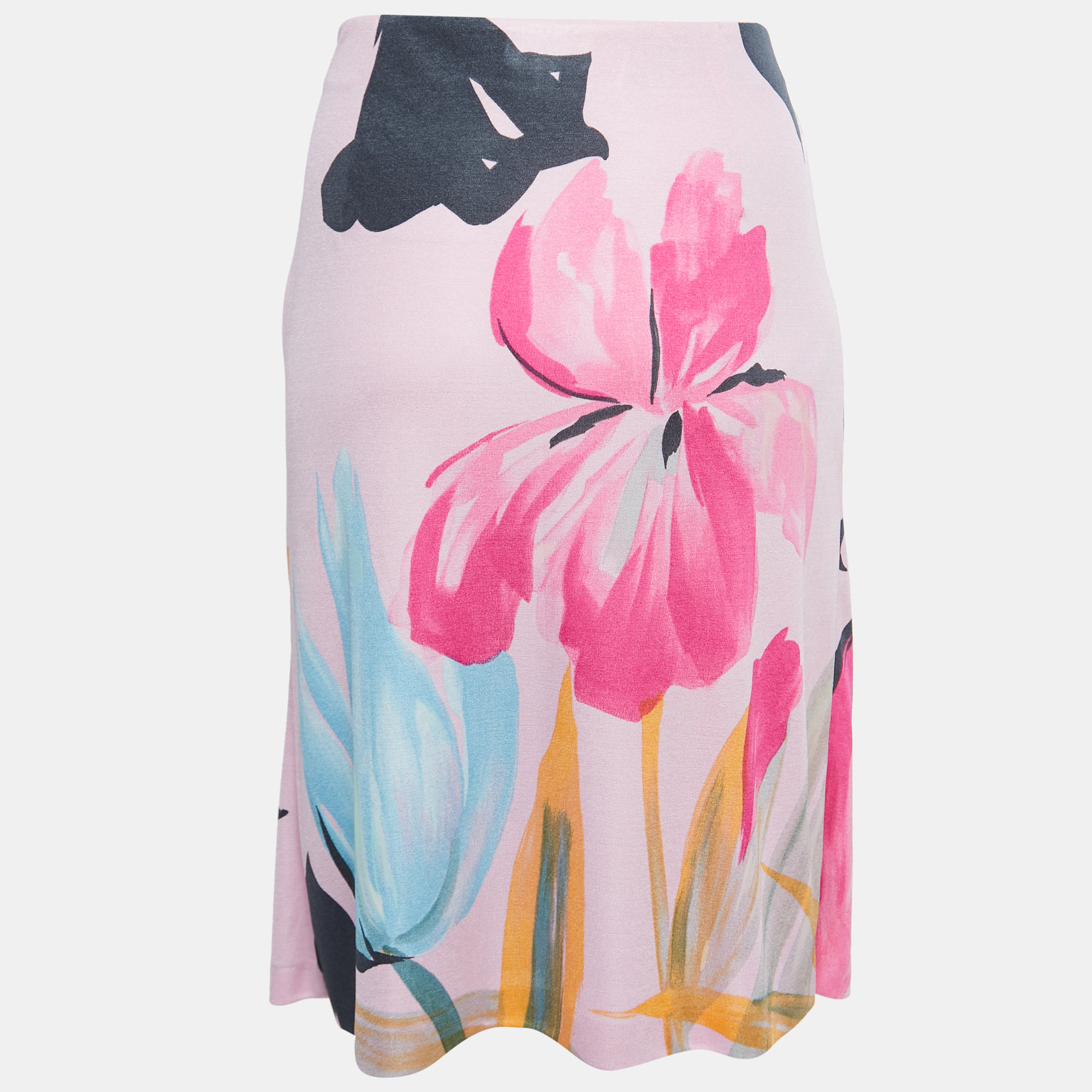 

Etro Multicolor Floral Printed Jersey Knee-Length Skirt