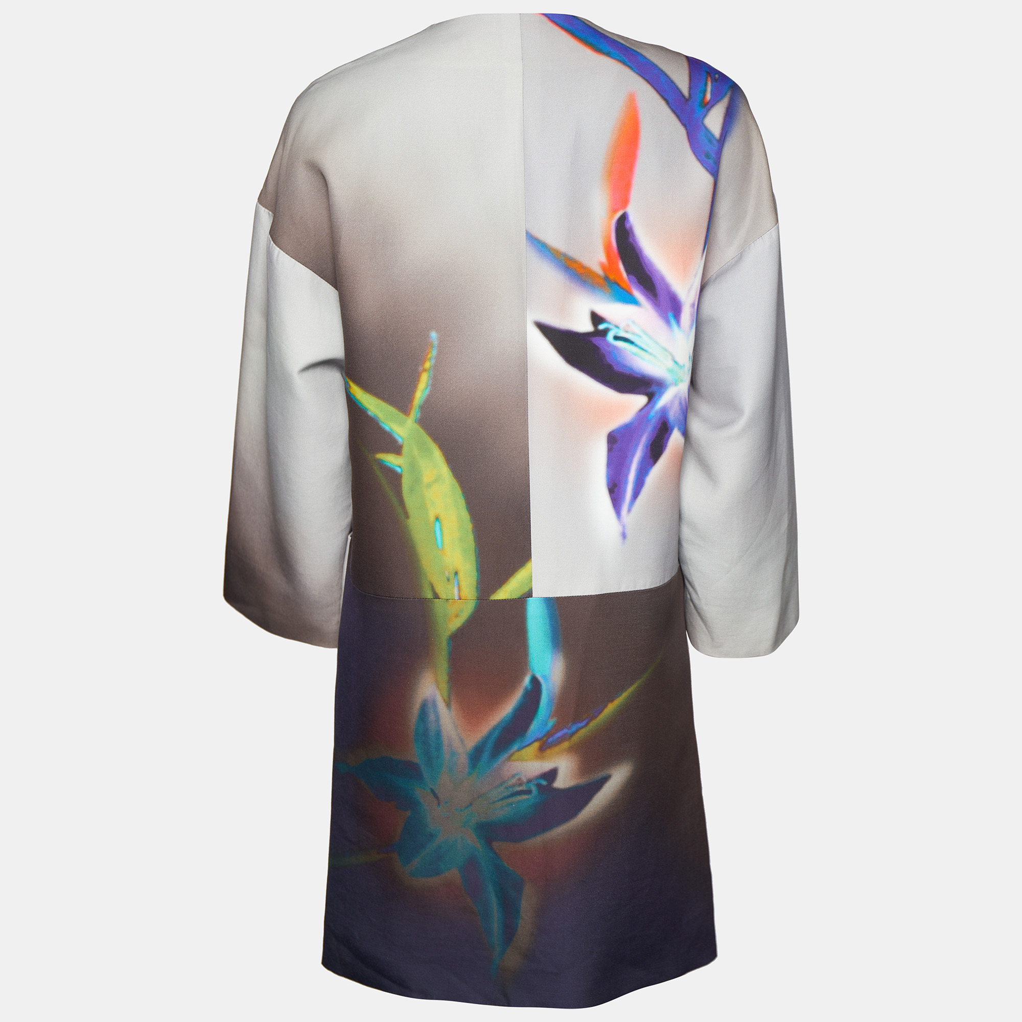 

Etro Grey Floral Printed Cotton Mid Length Coat