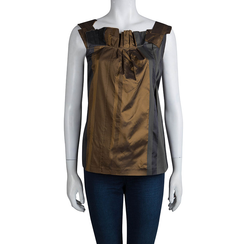 

Etro Brown and Blue Colorblock Sleeveless Top, Multicolor