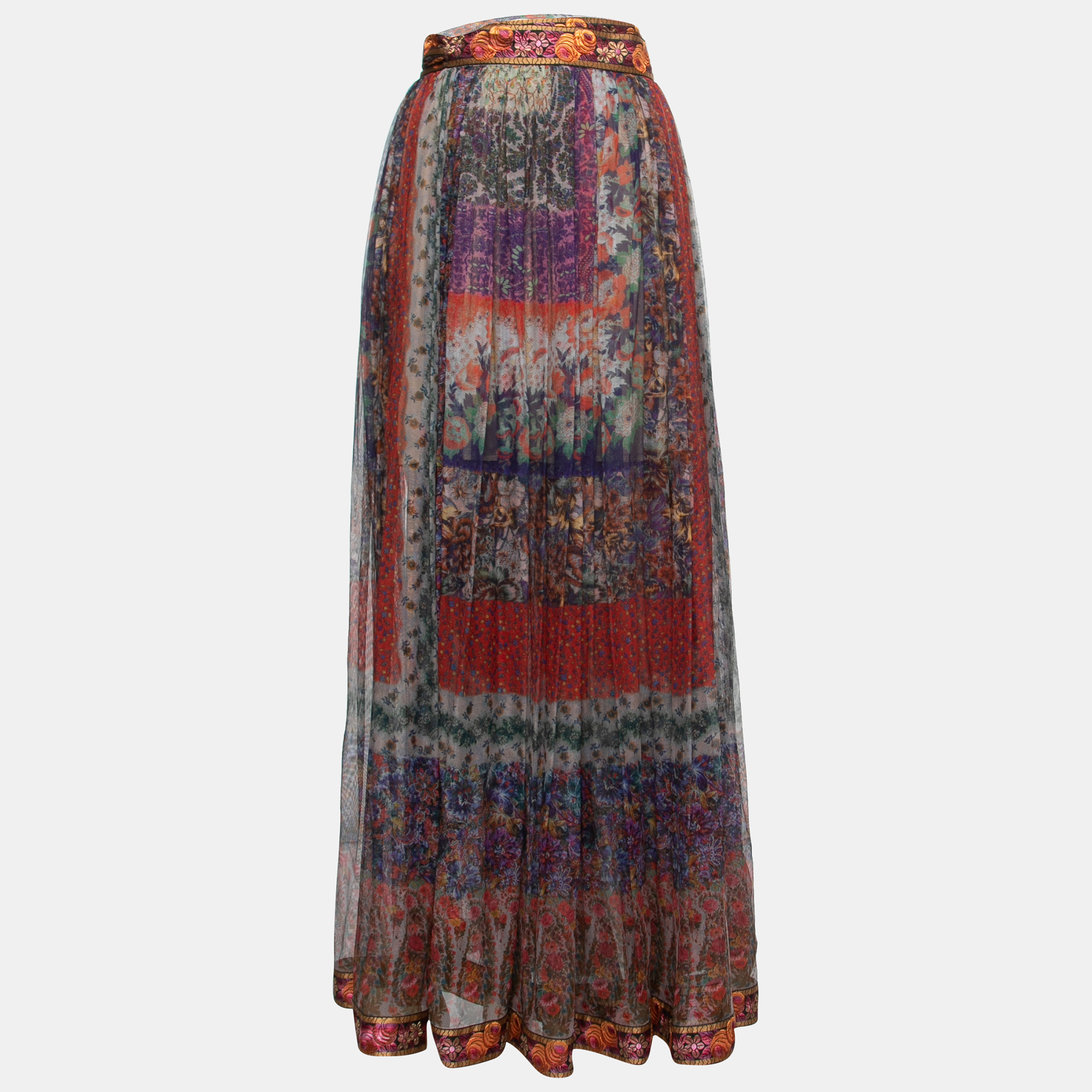 

Etro Multicolor Printed Silk Ribbon Detailed Wrap On Maxi Skirt