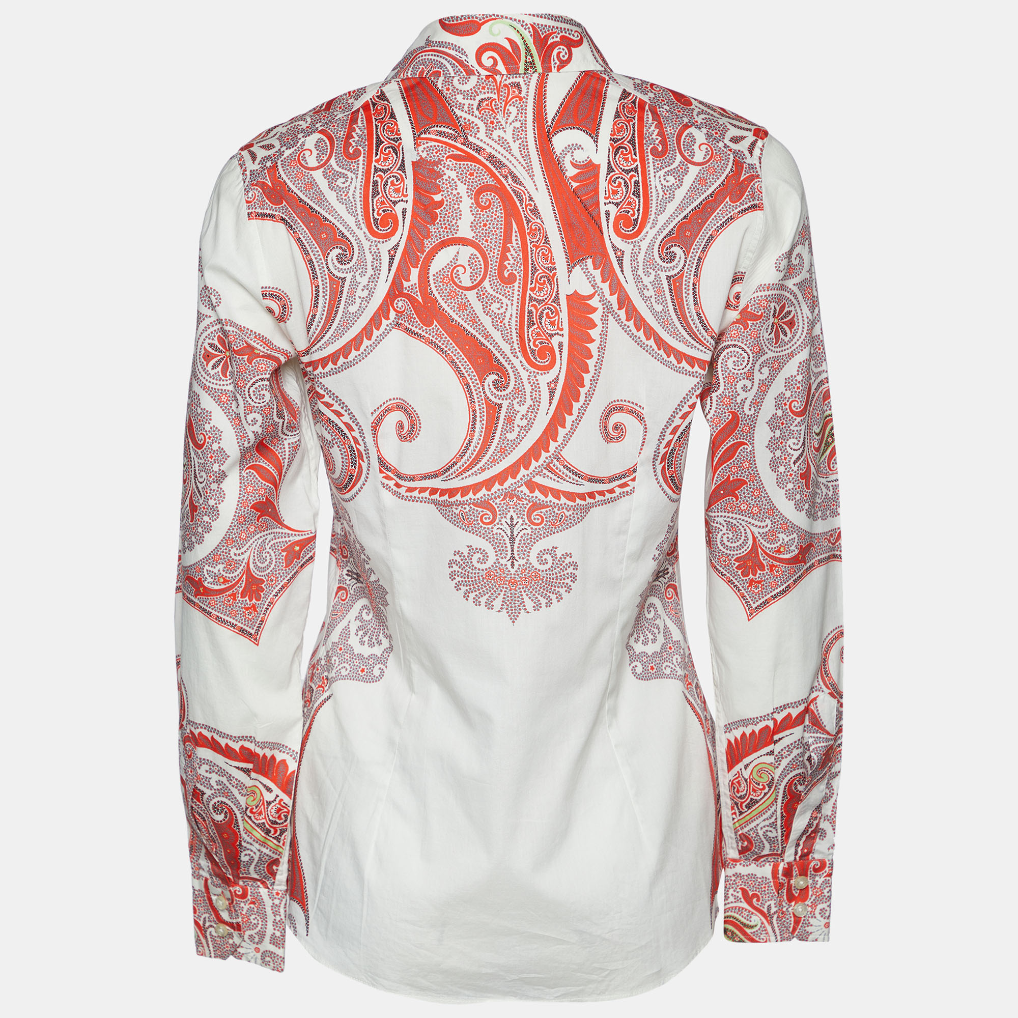 

Etro White Paisley Printed Cotton Button Front Shirt