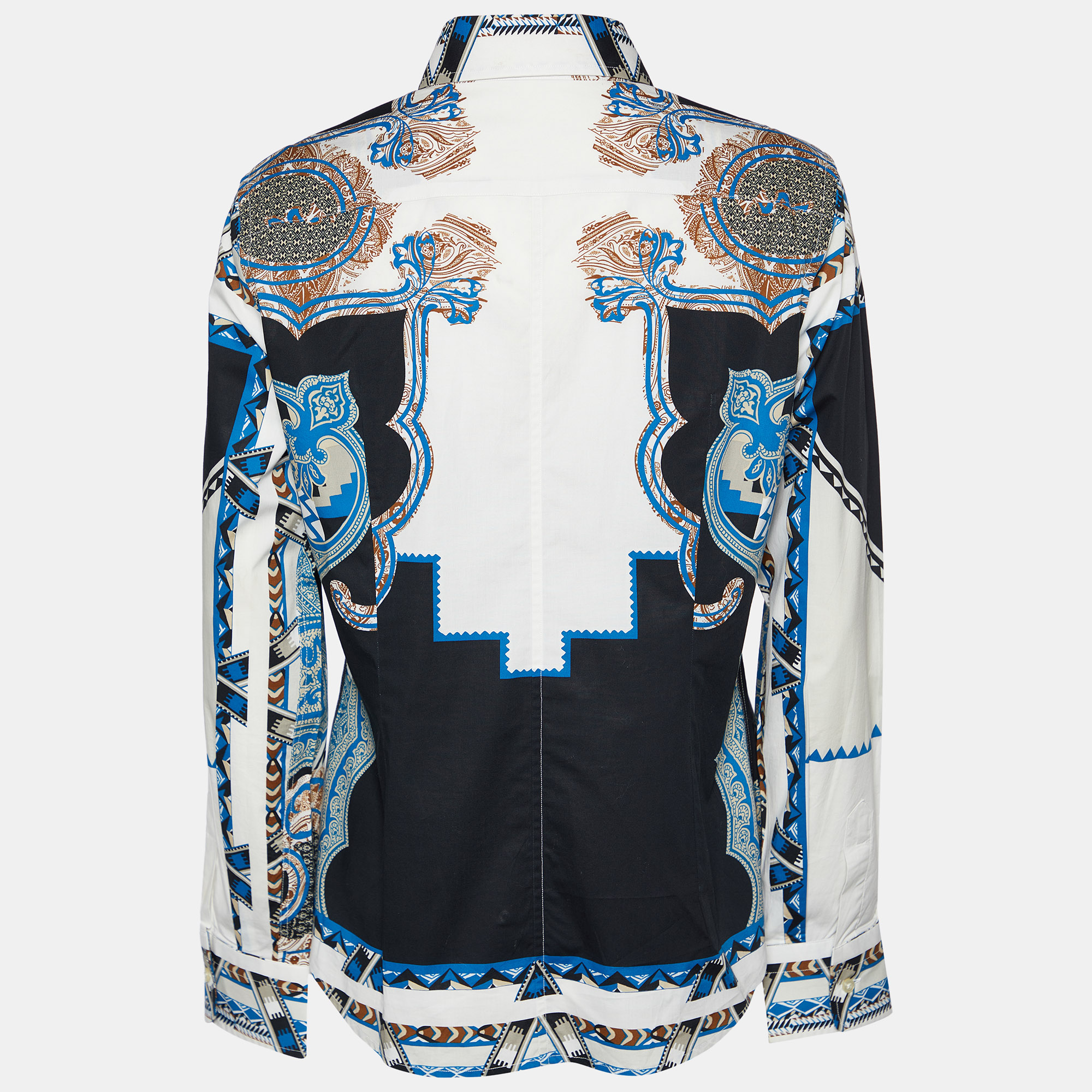 

Etro White Printed Cotton Button Front Shirt