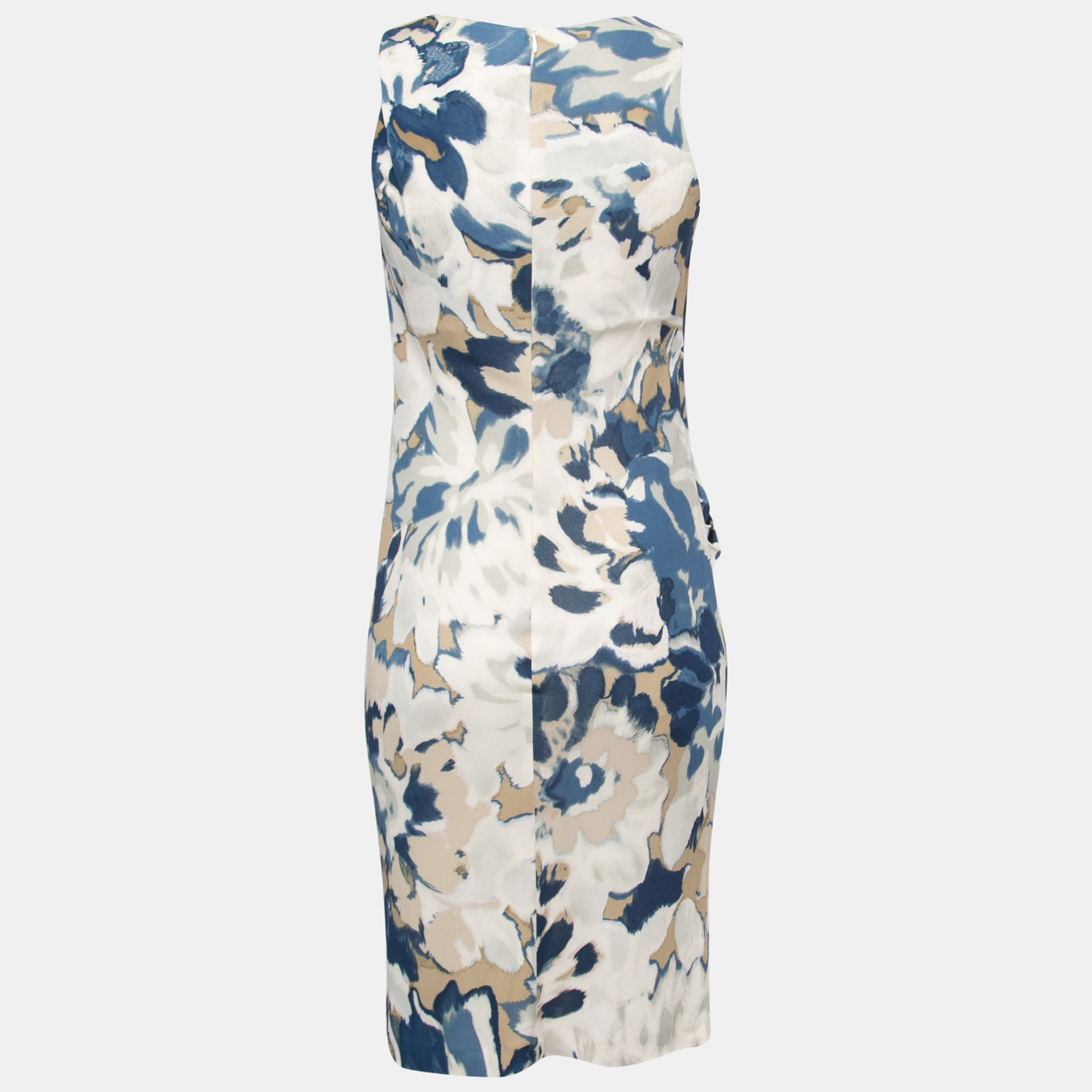 

Etro Navy Blue/Beige Patterned Knit Ruched Sleeveless Midi Dress