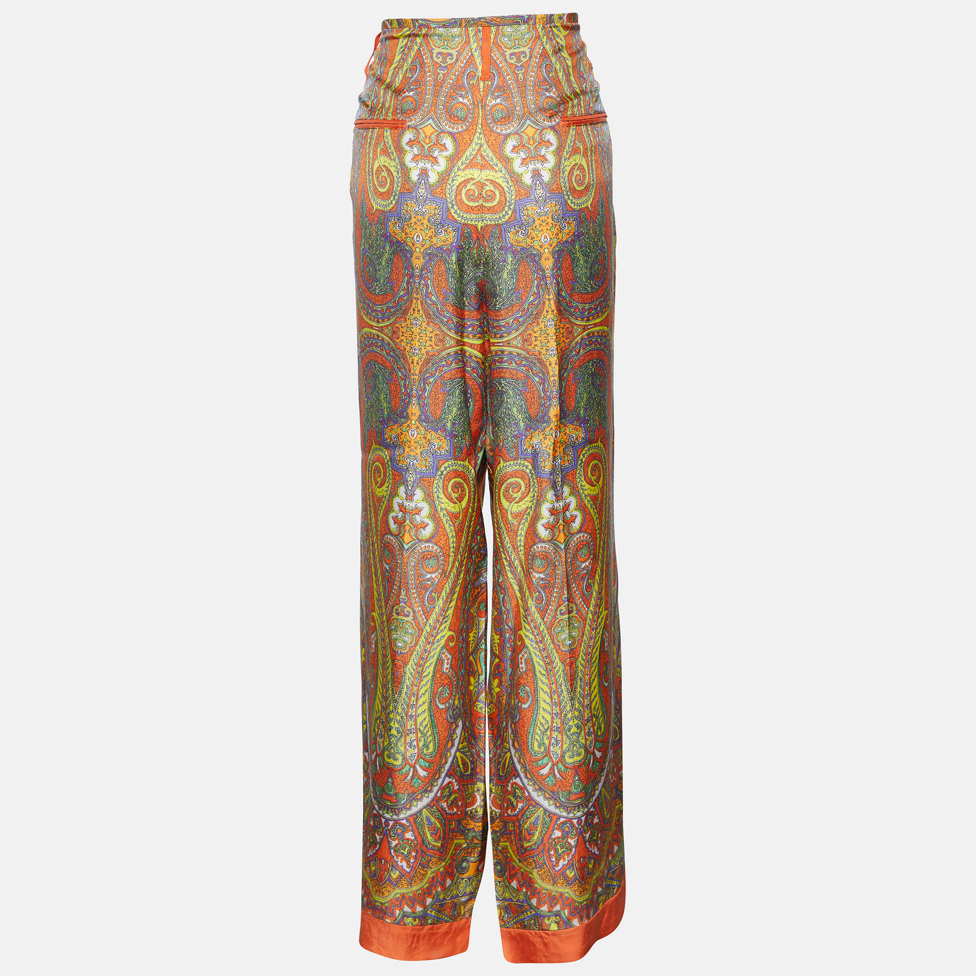 

Etro Multicolor Paisley Printed Silk Straight Leg Pants