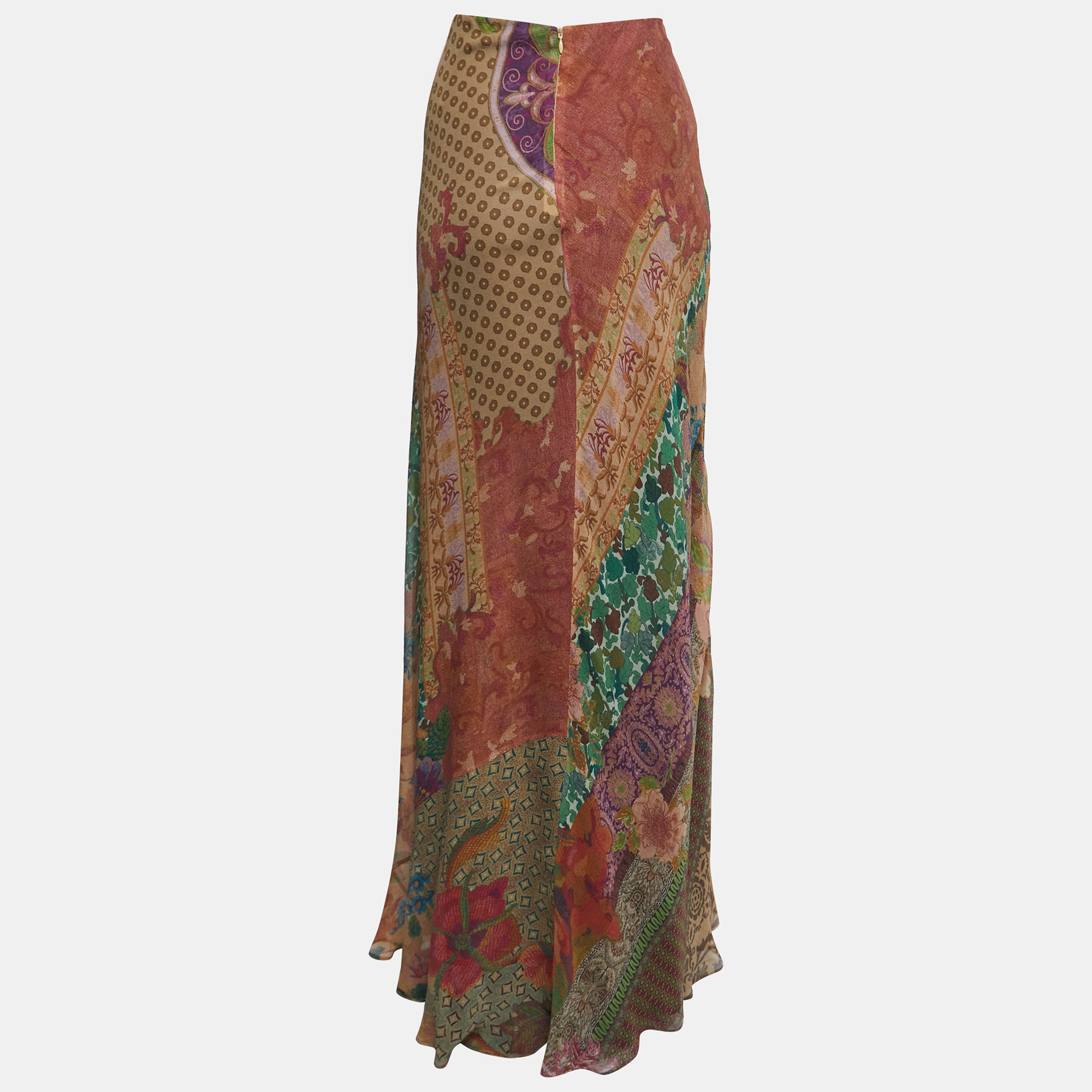 

Etro Brown/Multicolor Printed Silk Chiffon Maxi Skirt