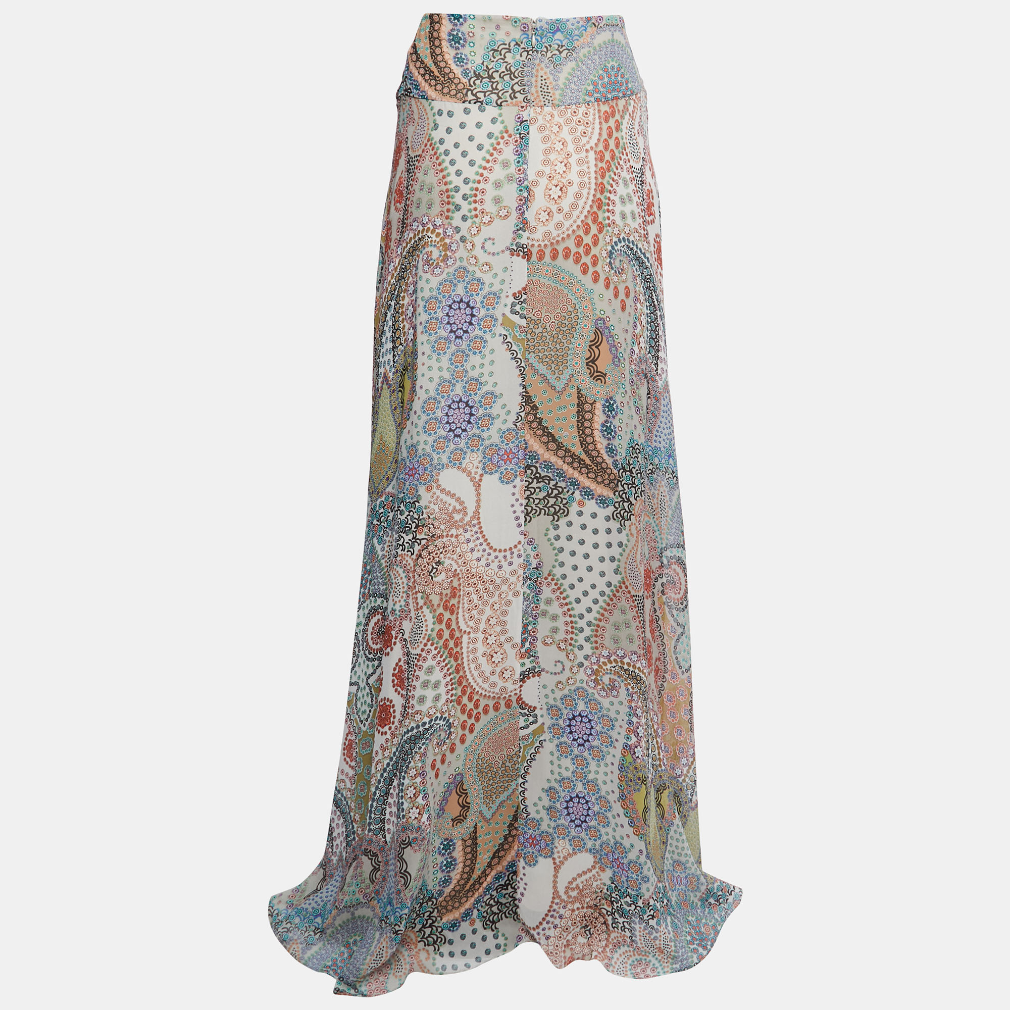 

Etro Multicolor Paisley Printed Chiffon Silk Maxi Skirt