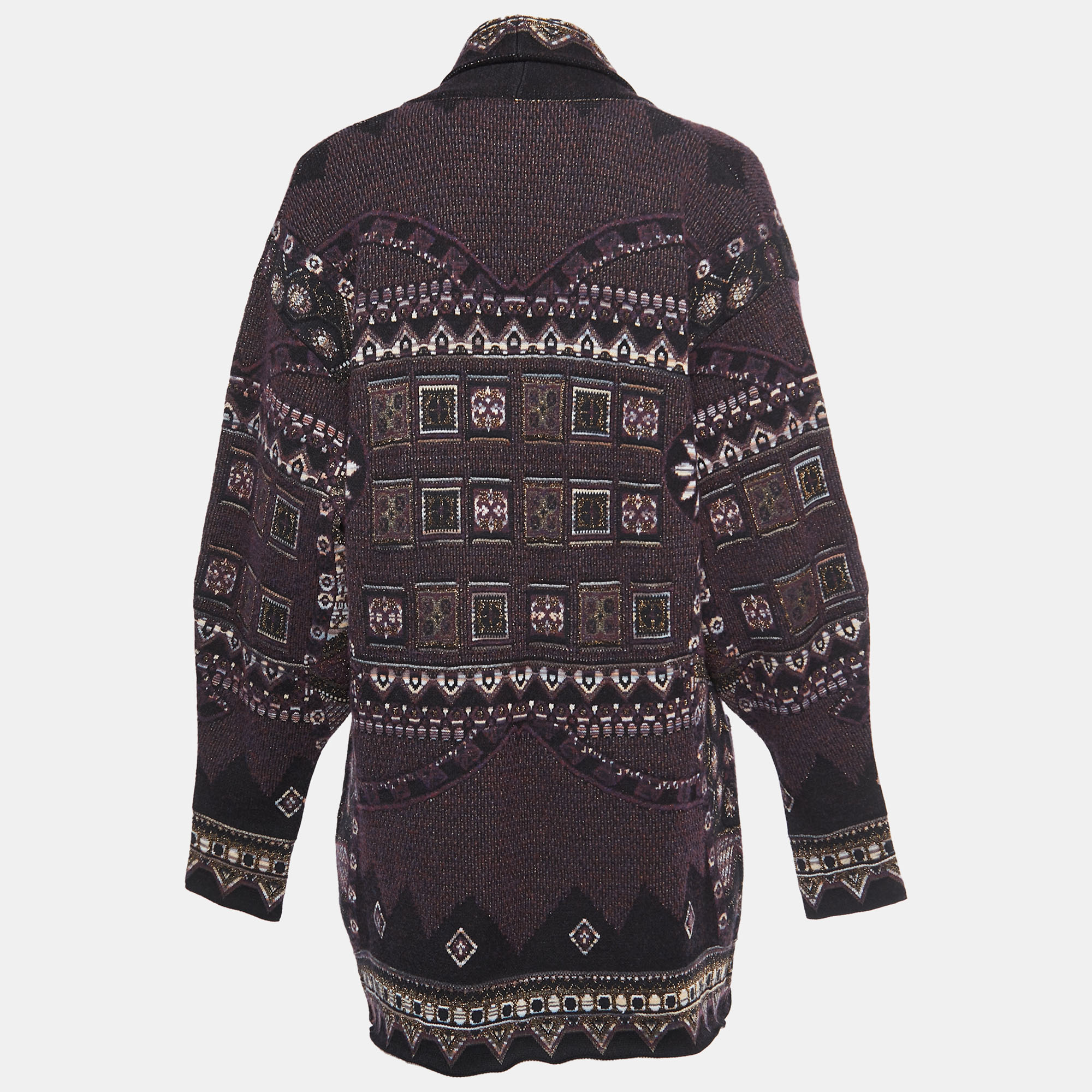 

Etro Purple/Black Wool Blend Buttoned Cardigan