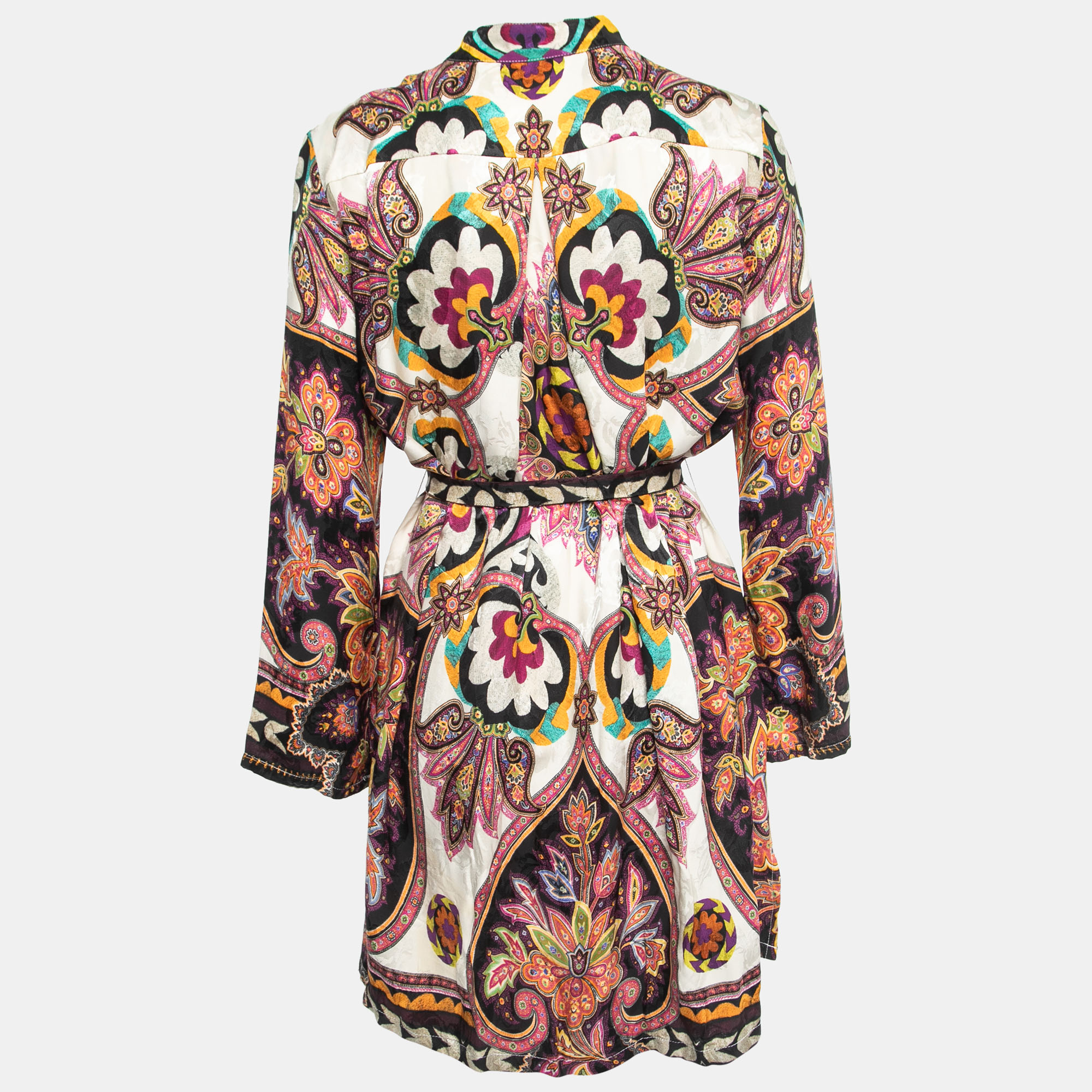 

Etro Multicolor Printed Silk Blend Button Front Mini Belted Shirt Dress