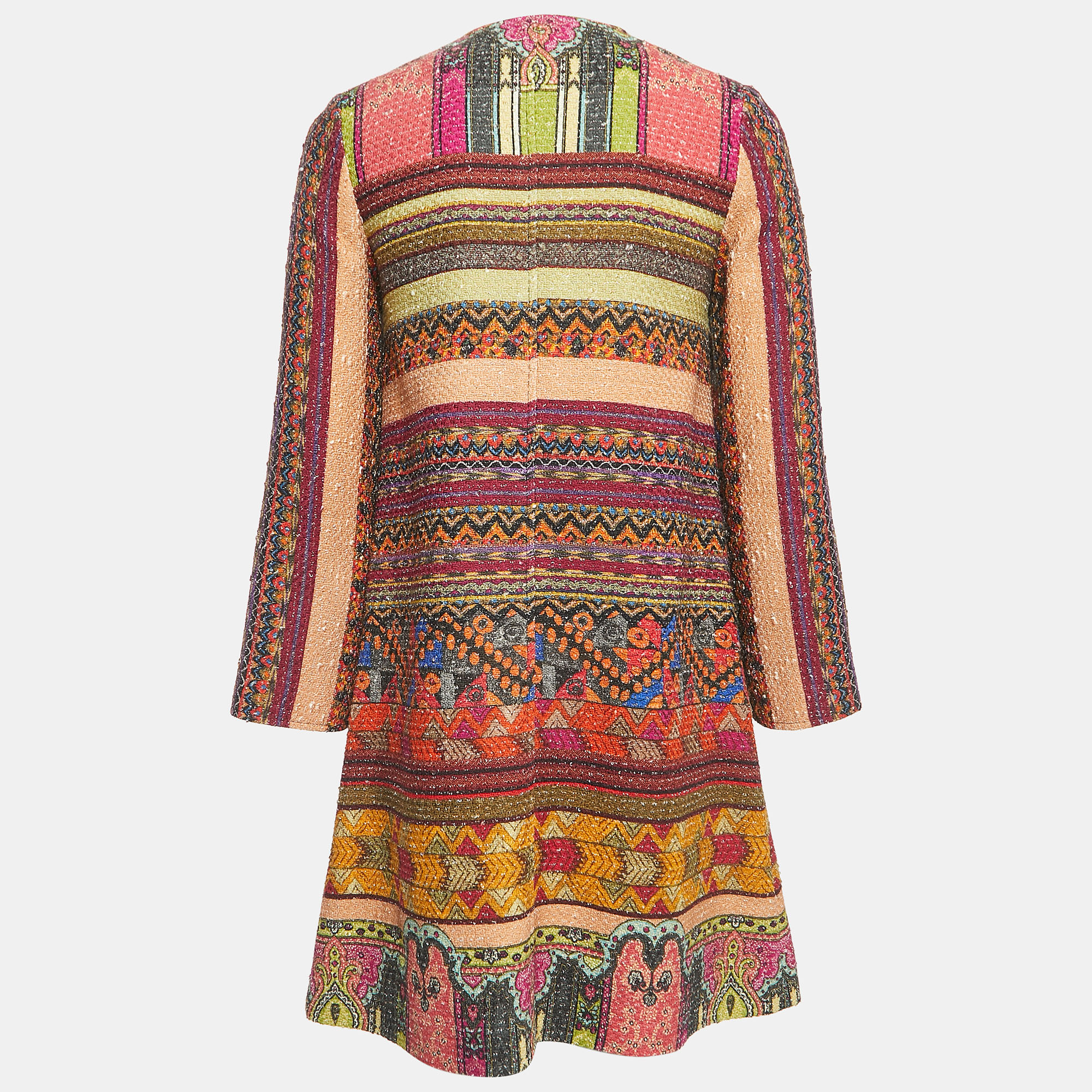 

Etro Multicolor Patterned Cotton Pocket Embroidered Button Front Coat