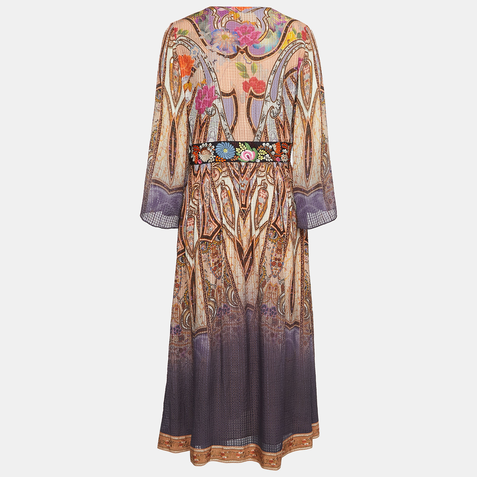 

Etro Multicolor Floral Print Silk Long Sleeve Maxi Dress