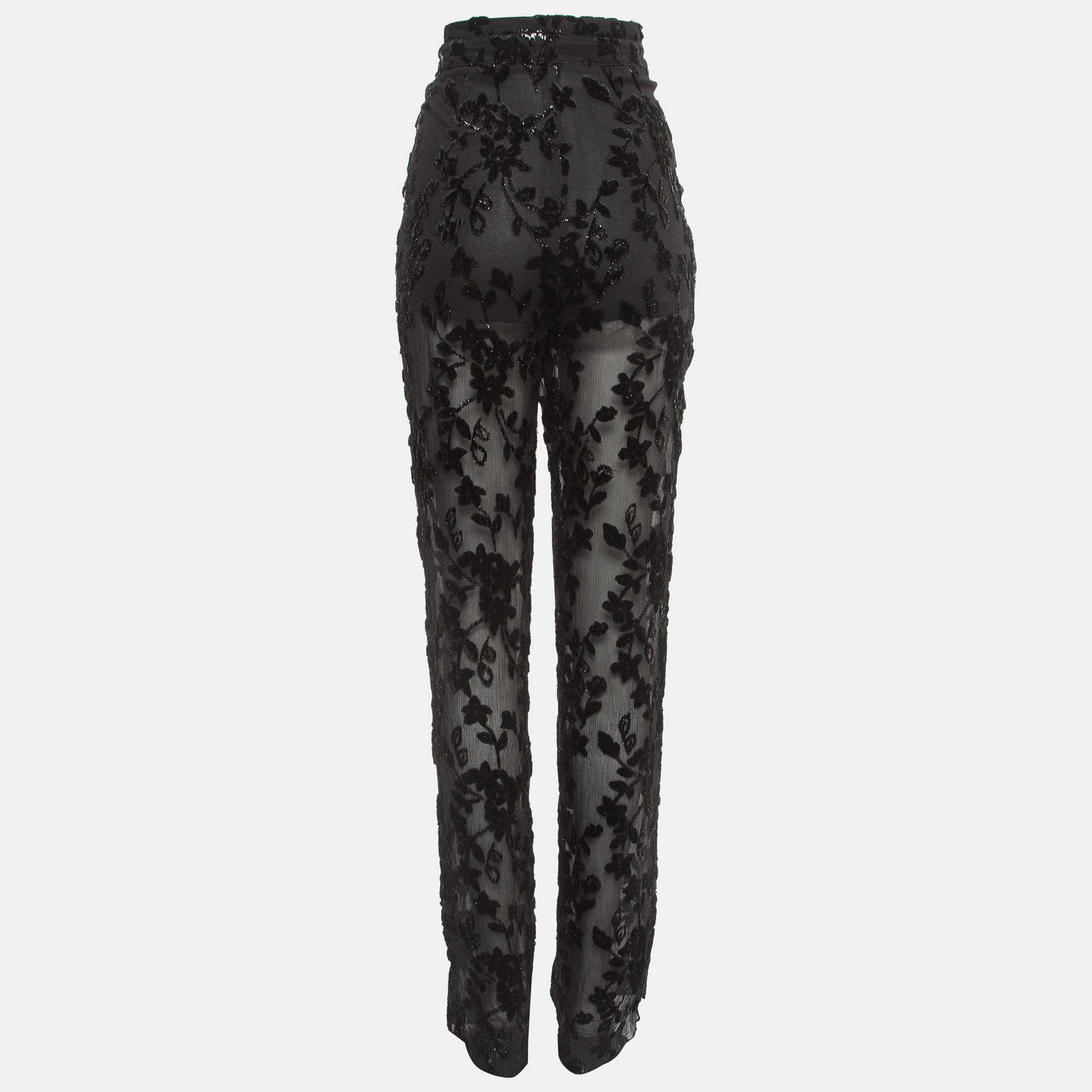 

Etro Black Floral Embellished Chiffon Pants