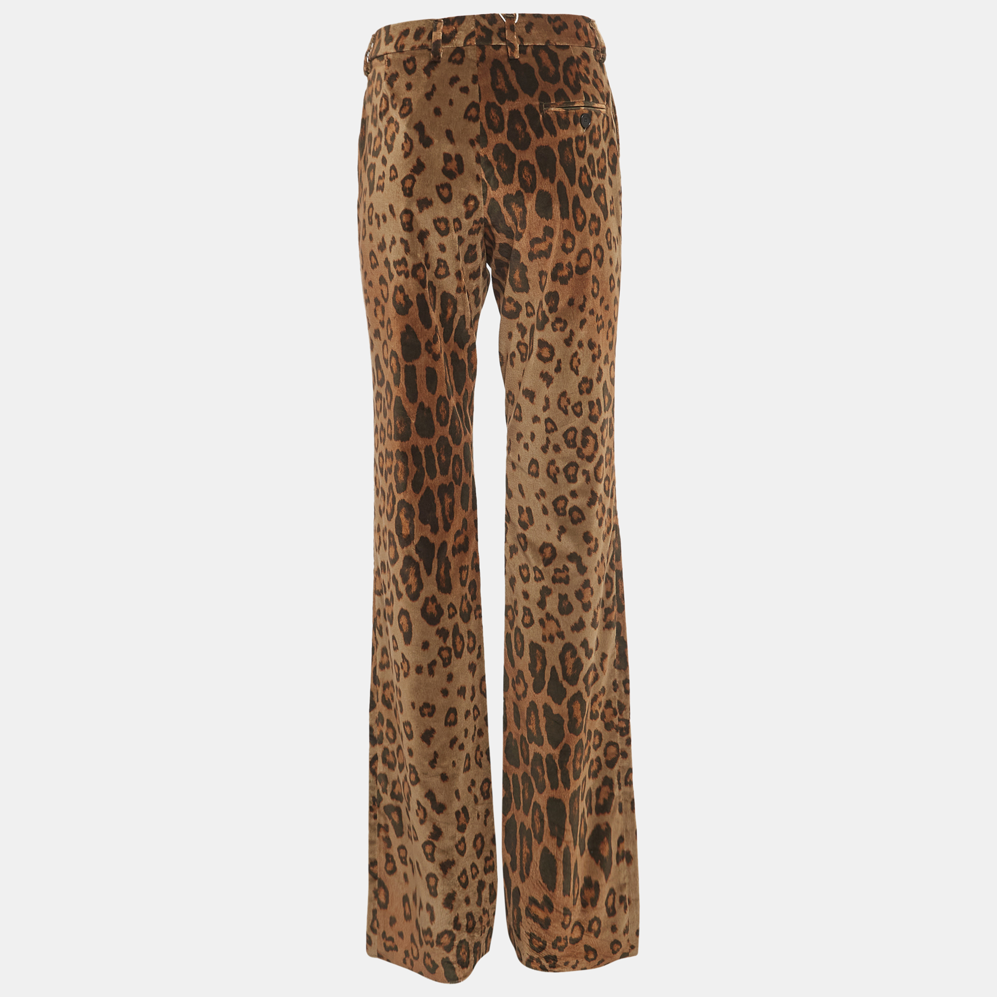 

Etro Brown Leopard Print Velvet Straight Leg Trousers