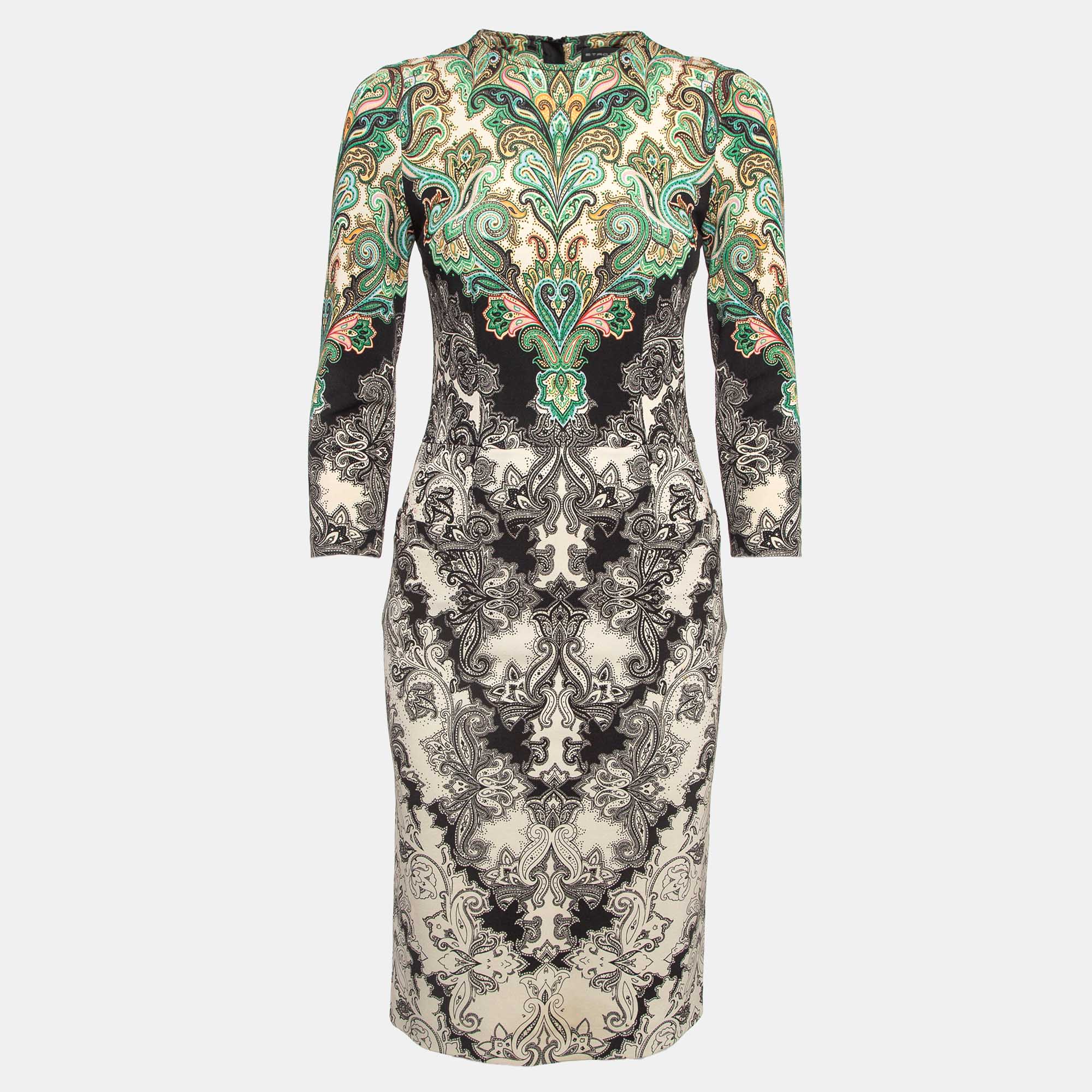 

Etro Multicolor Print Stretch Knit Knee Length Dress