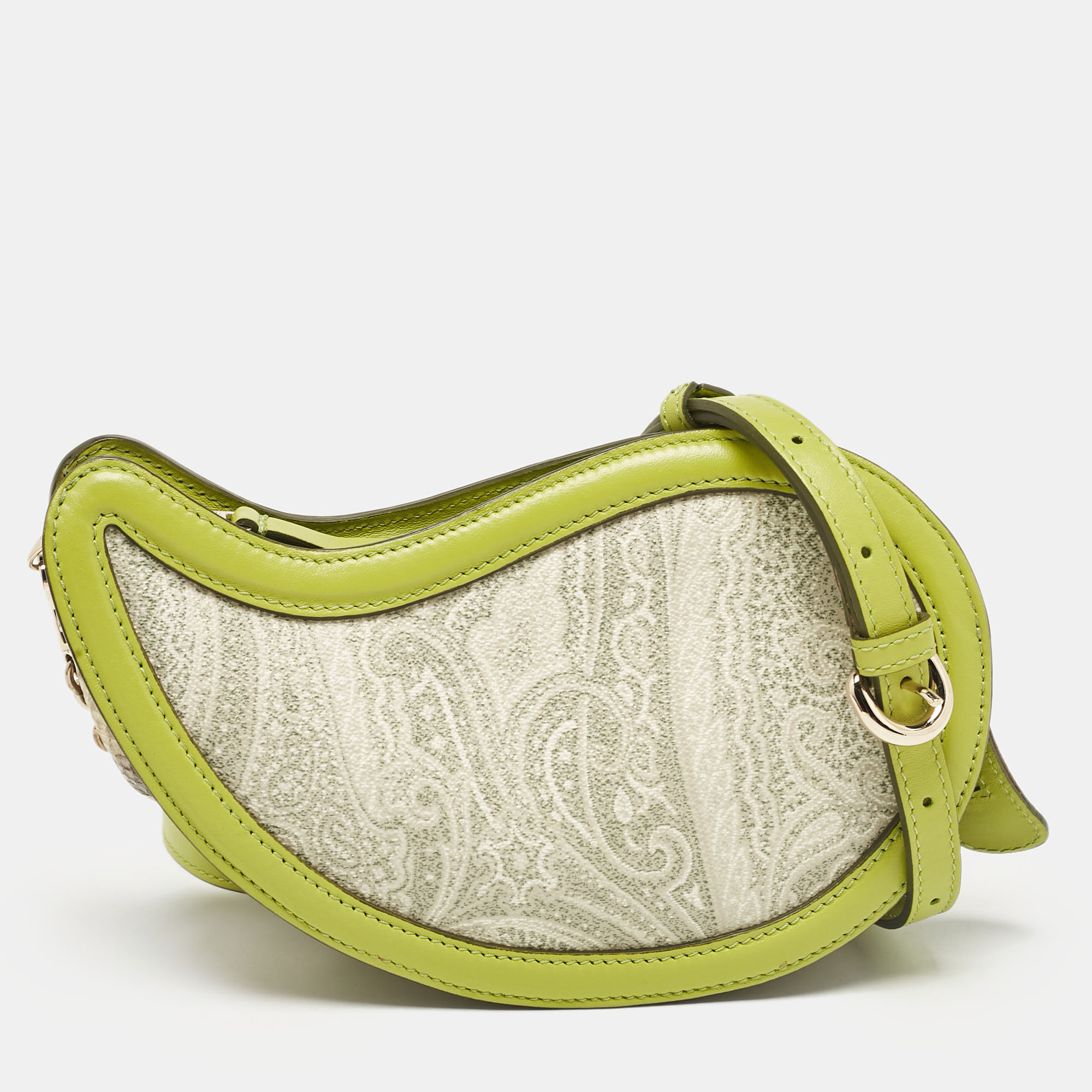 

Etro Green/Grey Paisley Coated Canvas and Python Embossed Crossbody Bag