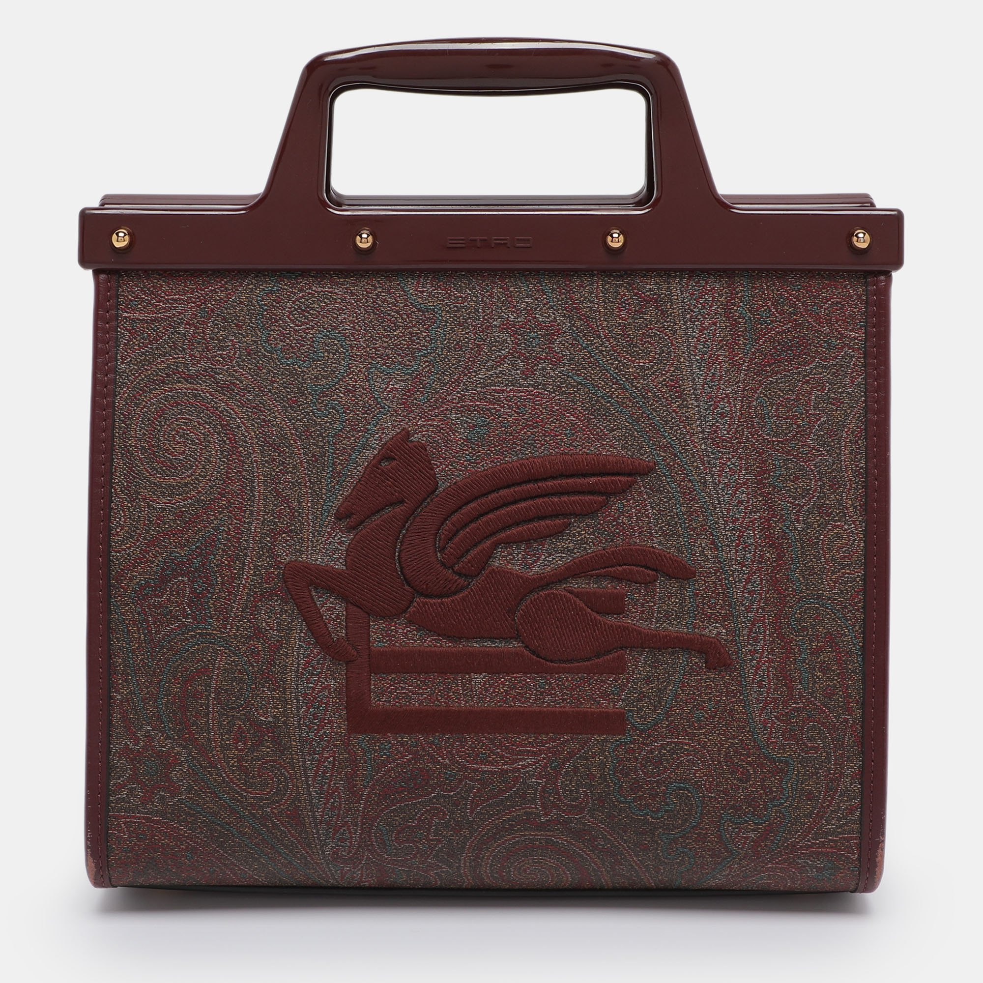 

Etro Brown Paisley Print Coated Canvas Mini Love Trotter Tote