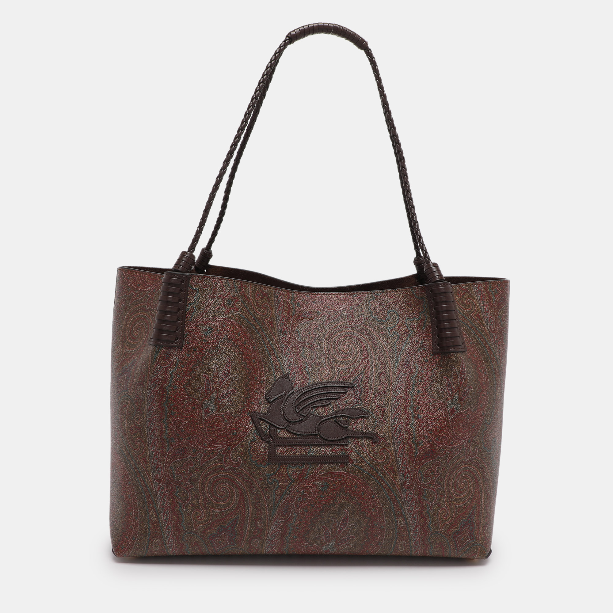 

Etro Brown Paisley Print Coated Canvas Libra Tote