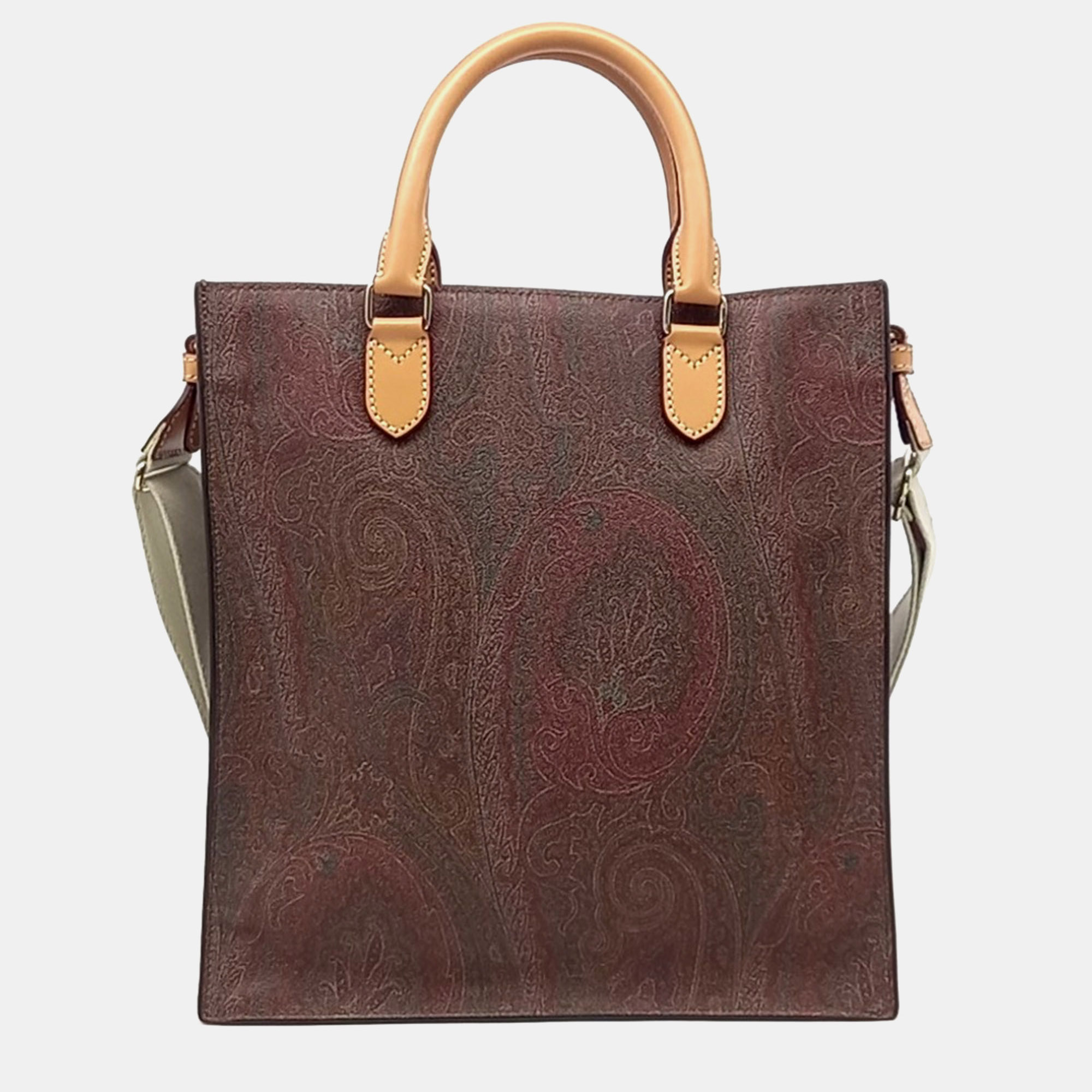 

Etro Brown Leather Paisley Tote and Shoulder Bag