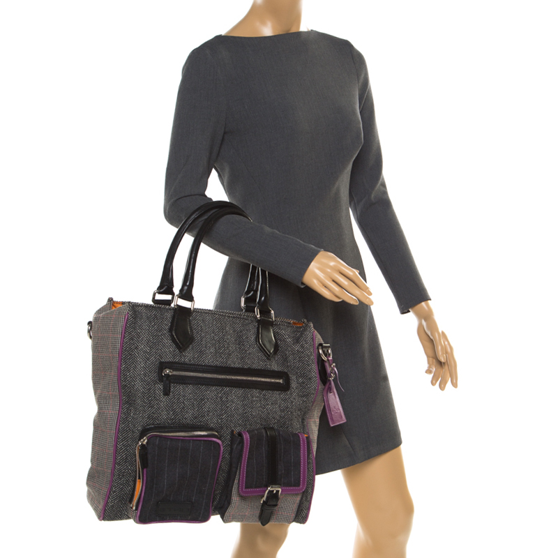 

Etro Multicolor Fabric and Leather Tote, Grey
