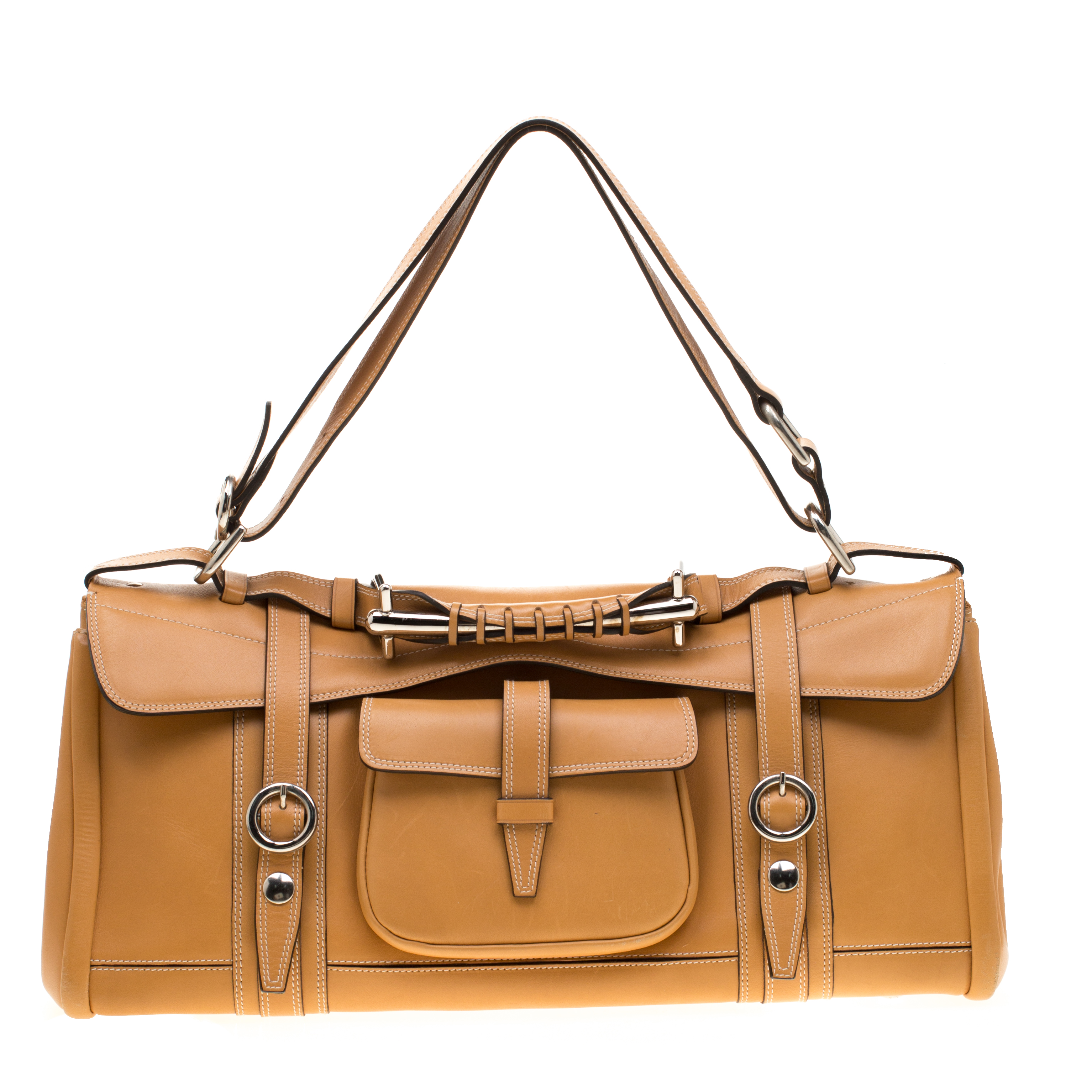 Pre Owned Etro Brown Leather Pocket Shoulder Bag