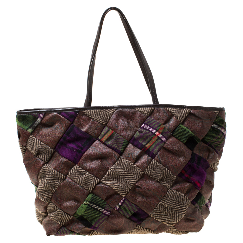 Pre Owned Etro Multicolour Paisley Quilted Coated Canvas and Fabric Tote