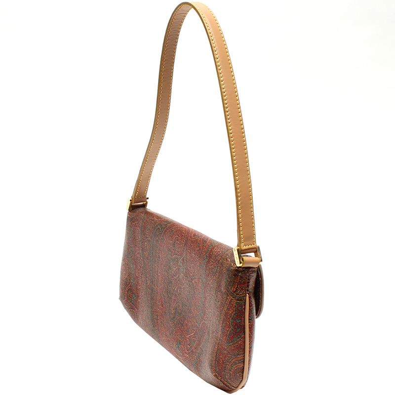 

Etro Brown Paisley Printed Coated Canvas Shoulder Bag
