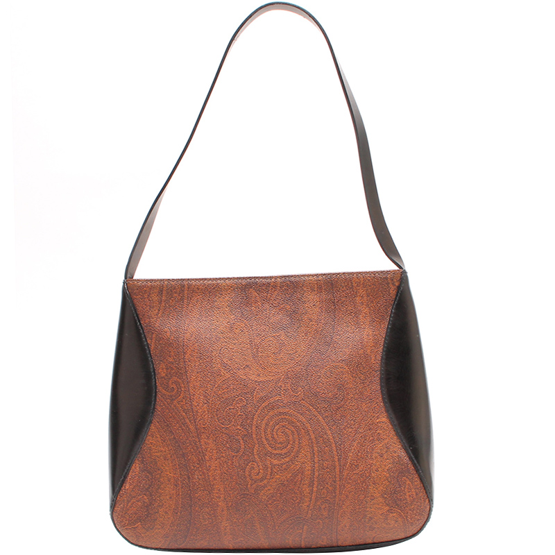 Etro Black/Brown Paisley Printed Coated Canvas Shoulder Bag Etro TLC