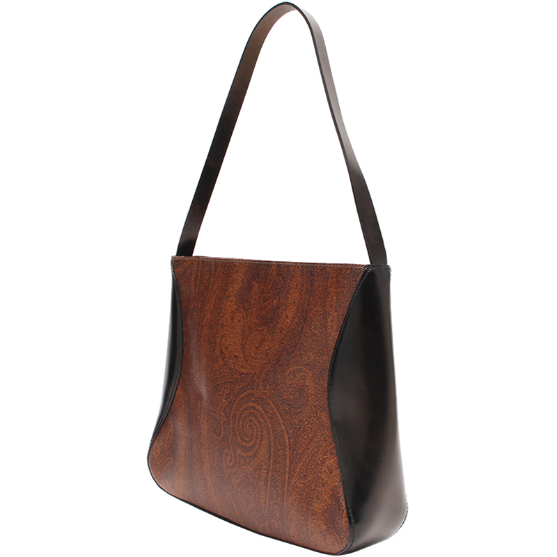 

Etro Black/Brown Paisley Printed Coated Canvas Shoulder Bag
