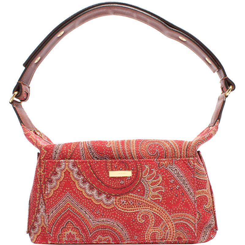 

Etro Red Paisley Printed Canvas Shoulder Bag