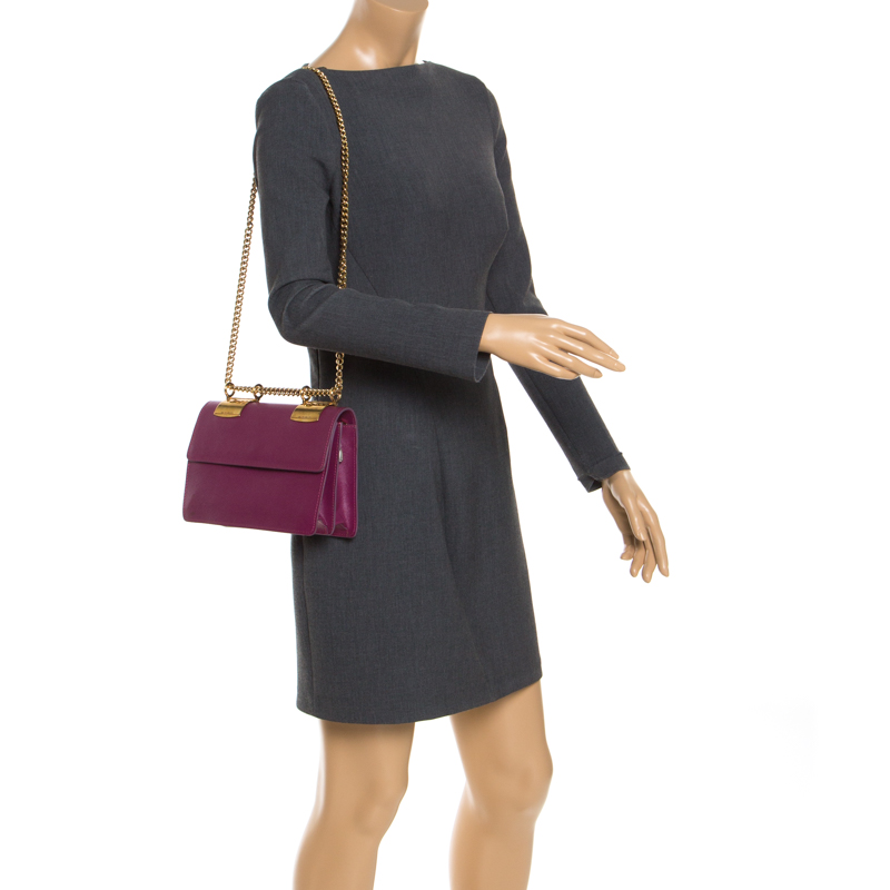 

Etro Purple Leather Chain Flap Shoulder Bag